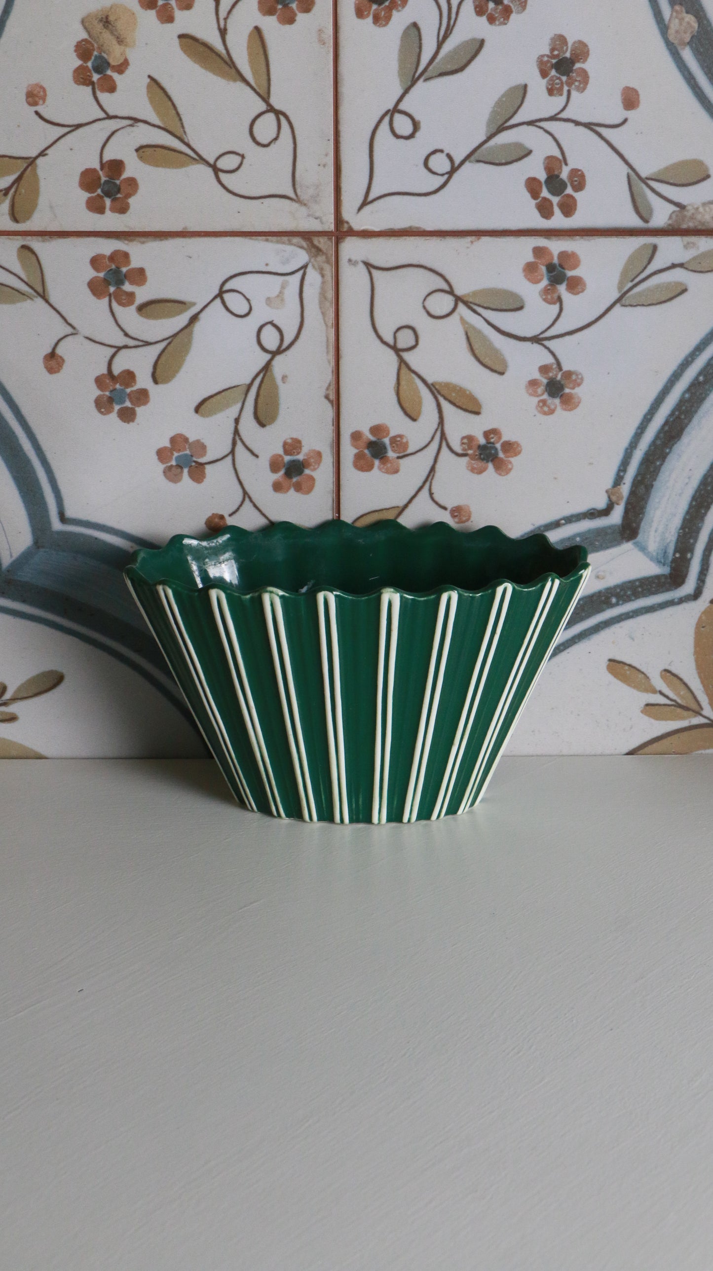 Vintage MCM SylvaC Raphique Green Fluted Planter