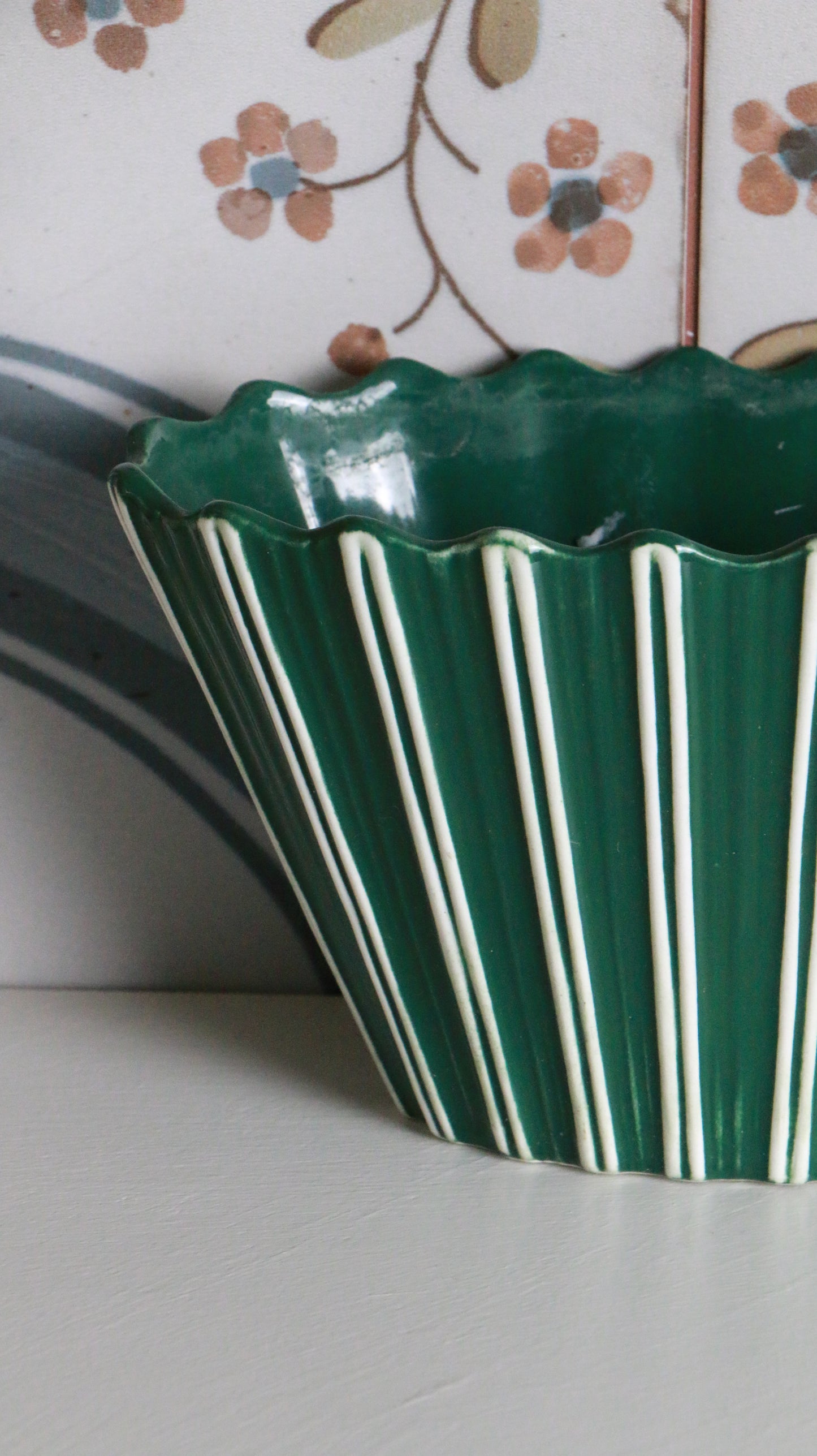 Vintage MCM SylvaC Raphique Green Fluted Planter