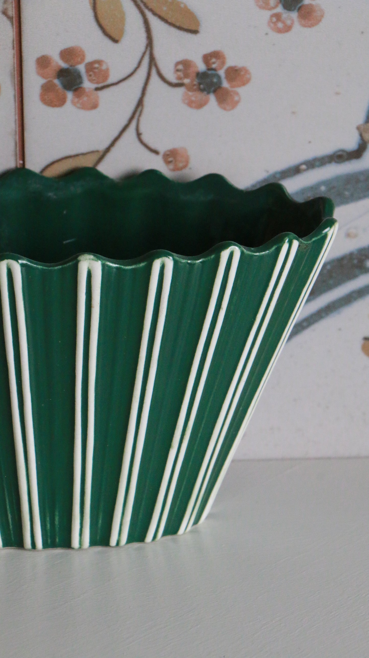 Vintage MCM SylvaC Raphique Green Fluted Planter