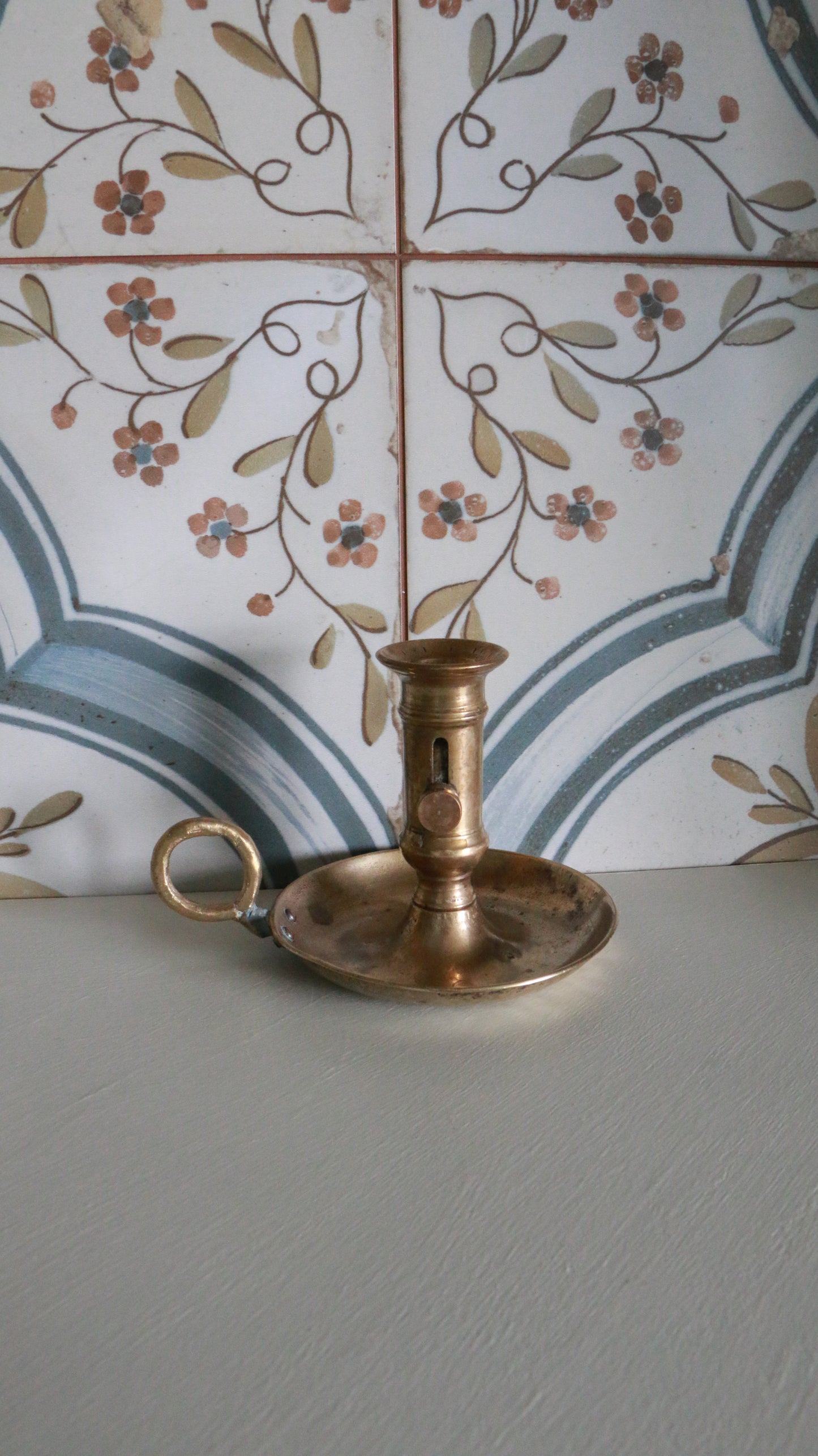 MARRAKESH EDIT - Vintage Brass Chamberstick with Sliding Height Adjuster and Handle