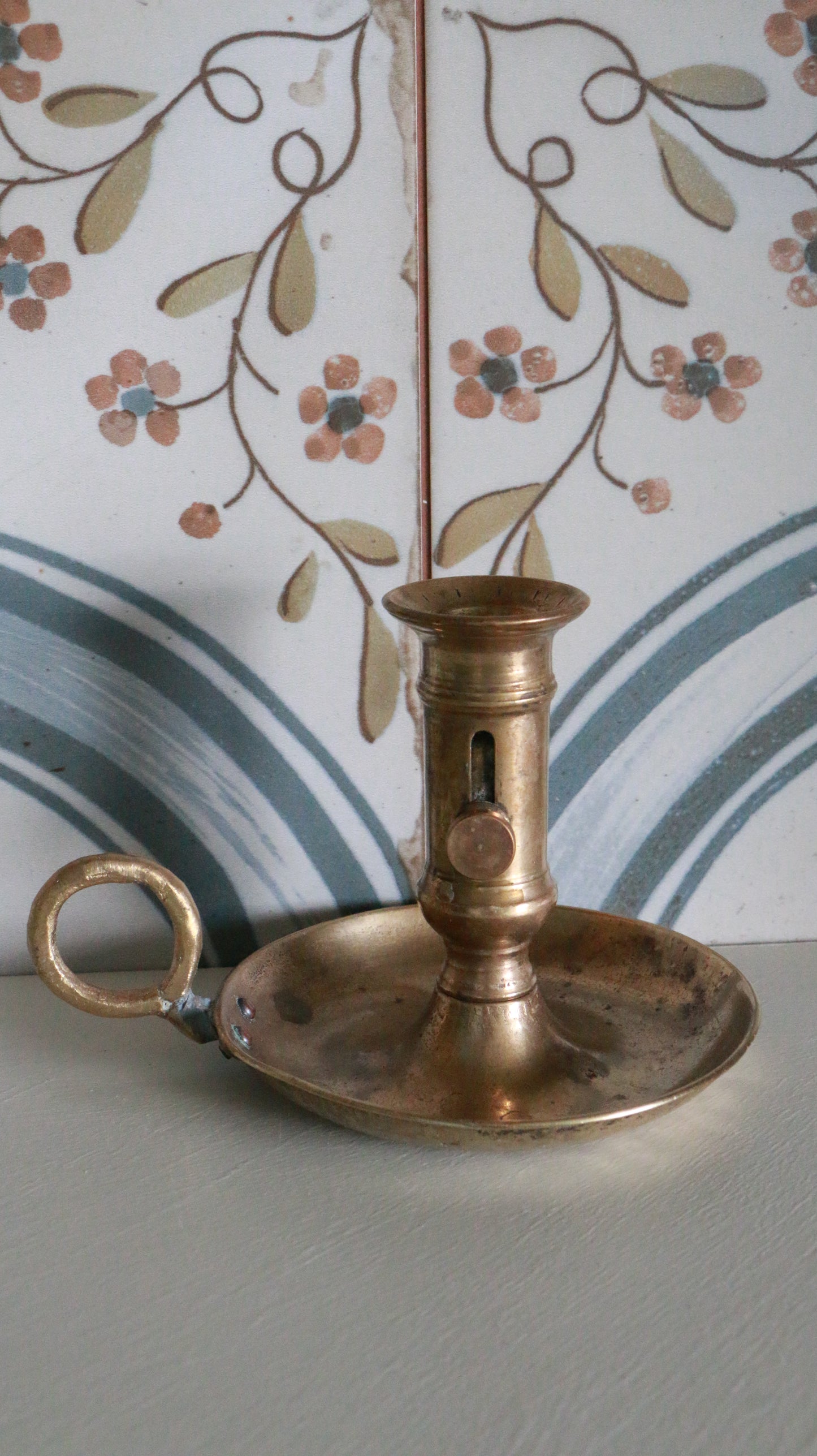 MARRAKESH EDIT - Vintage Brass Chamberstick with Sliding Height Adjuster and Handle