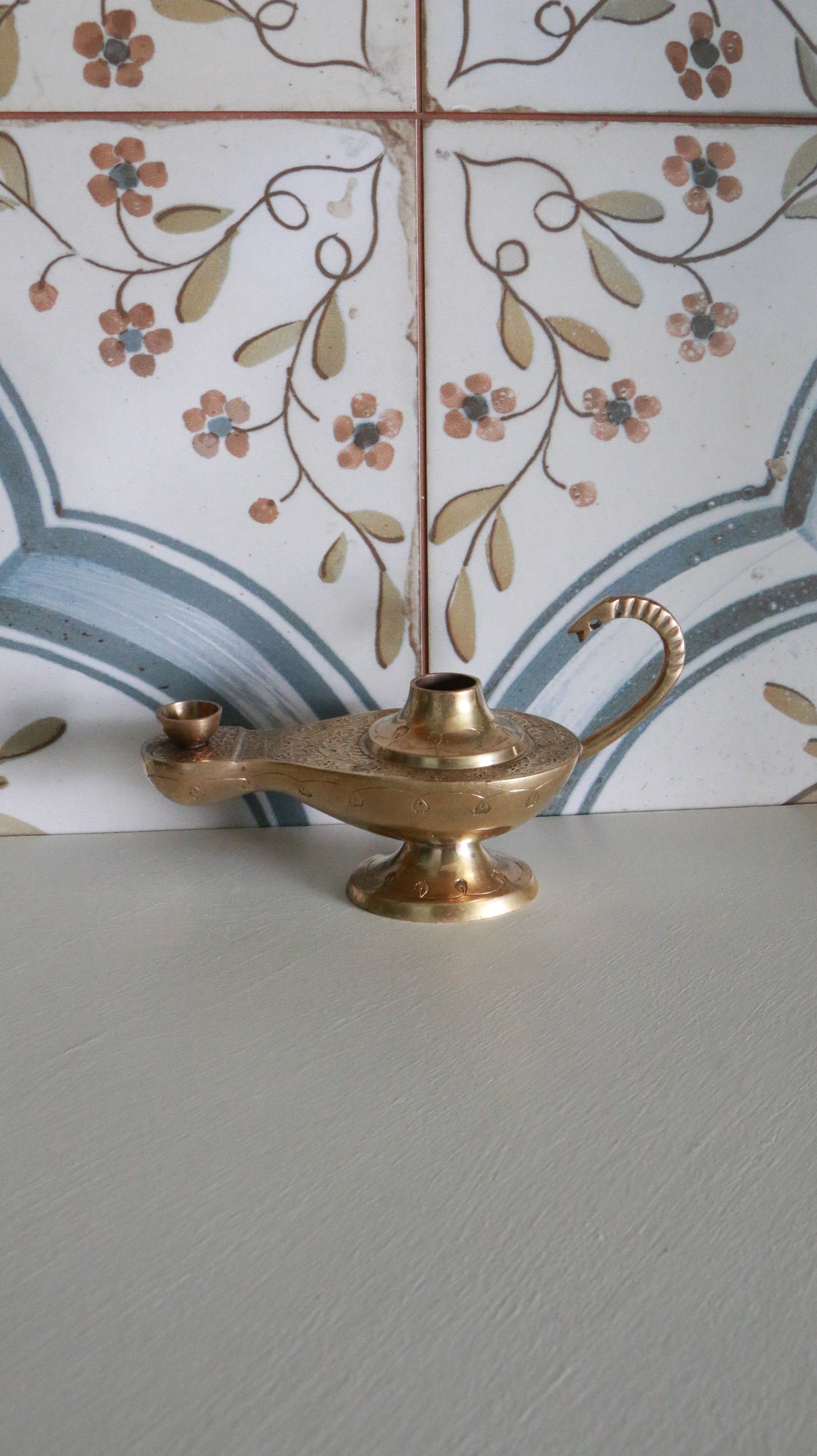 MARRAKESH EDIT - Antique Hansa Line Brass Aladdin-Style Genie Lamp Incense Burner