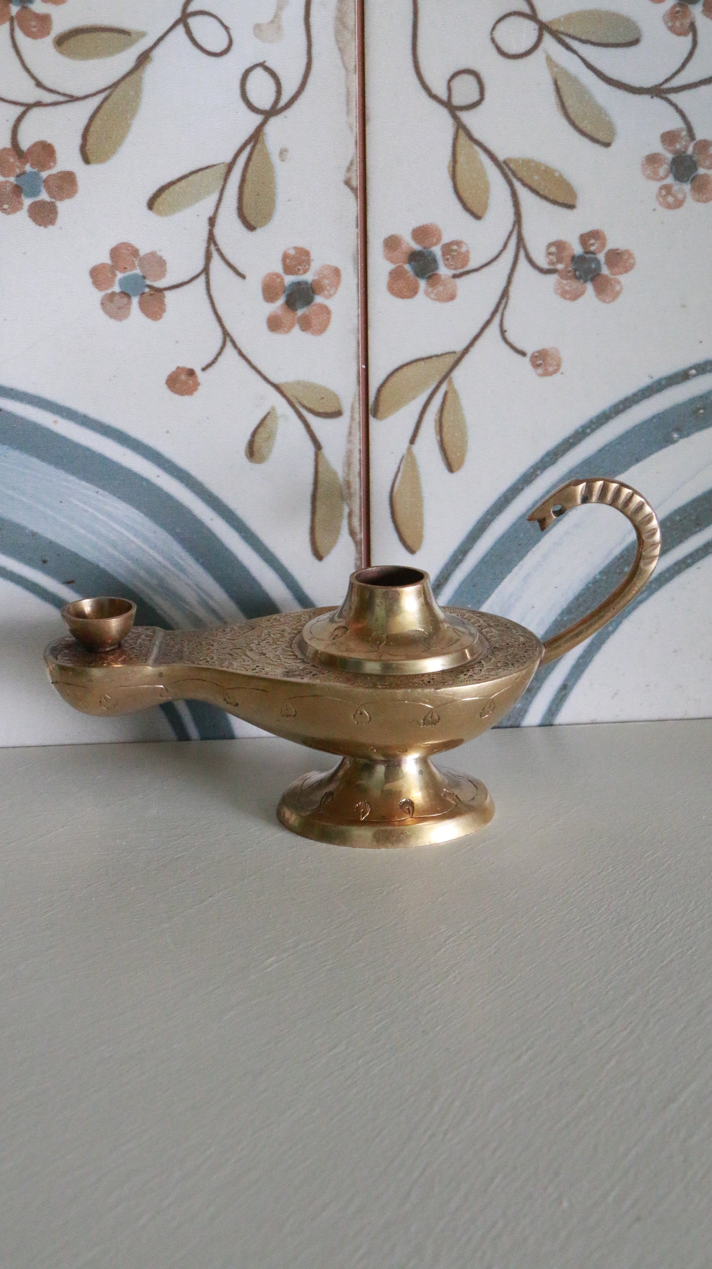MARRAKESH EDIT - Antique Hansa Line Brass Aladdin-Style Genie Lamp Incense Burner