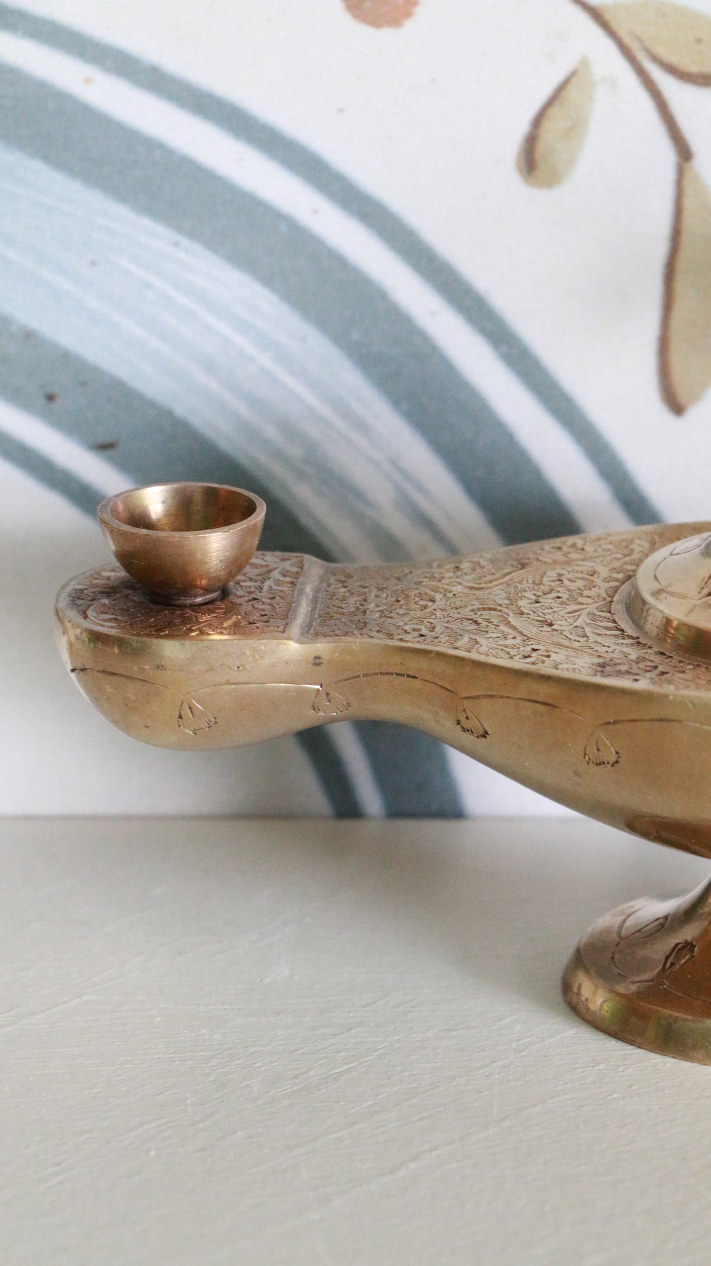 MARRAKESH EDIT - Antique Hansa Line Brass Aladdin-Style Genie Lamp Incense Burner