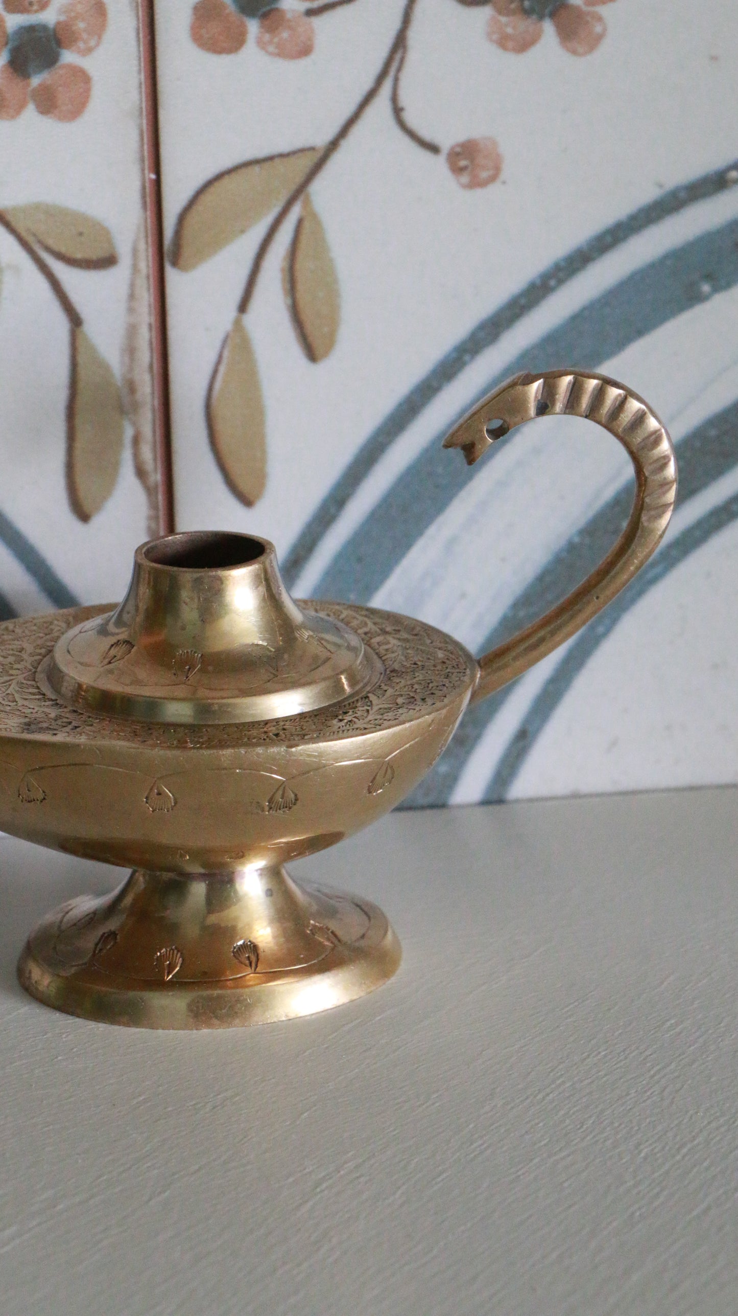 MARRAKESH EDIT - Antique Hansa Line Brass Aladdin-Style Genie Lamp Incense Burner