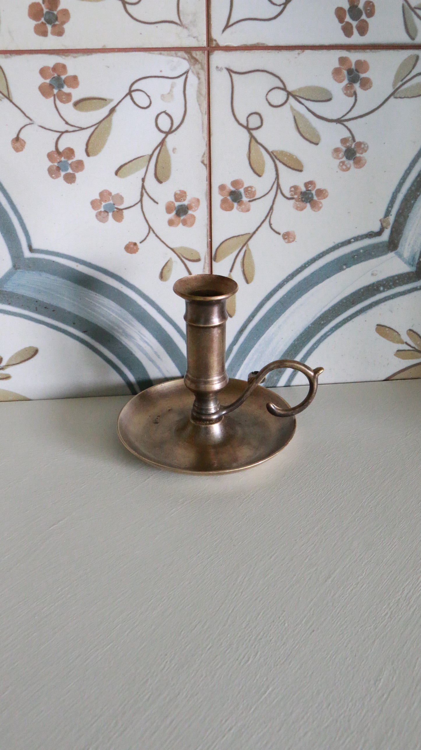 MARRAKESH EDIT - Antique Brass Chamberstick Candle Holder with Handle