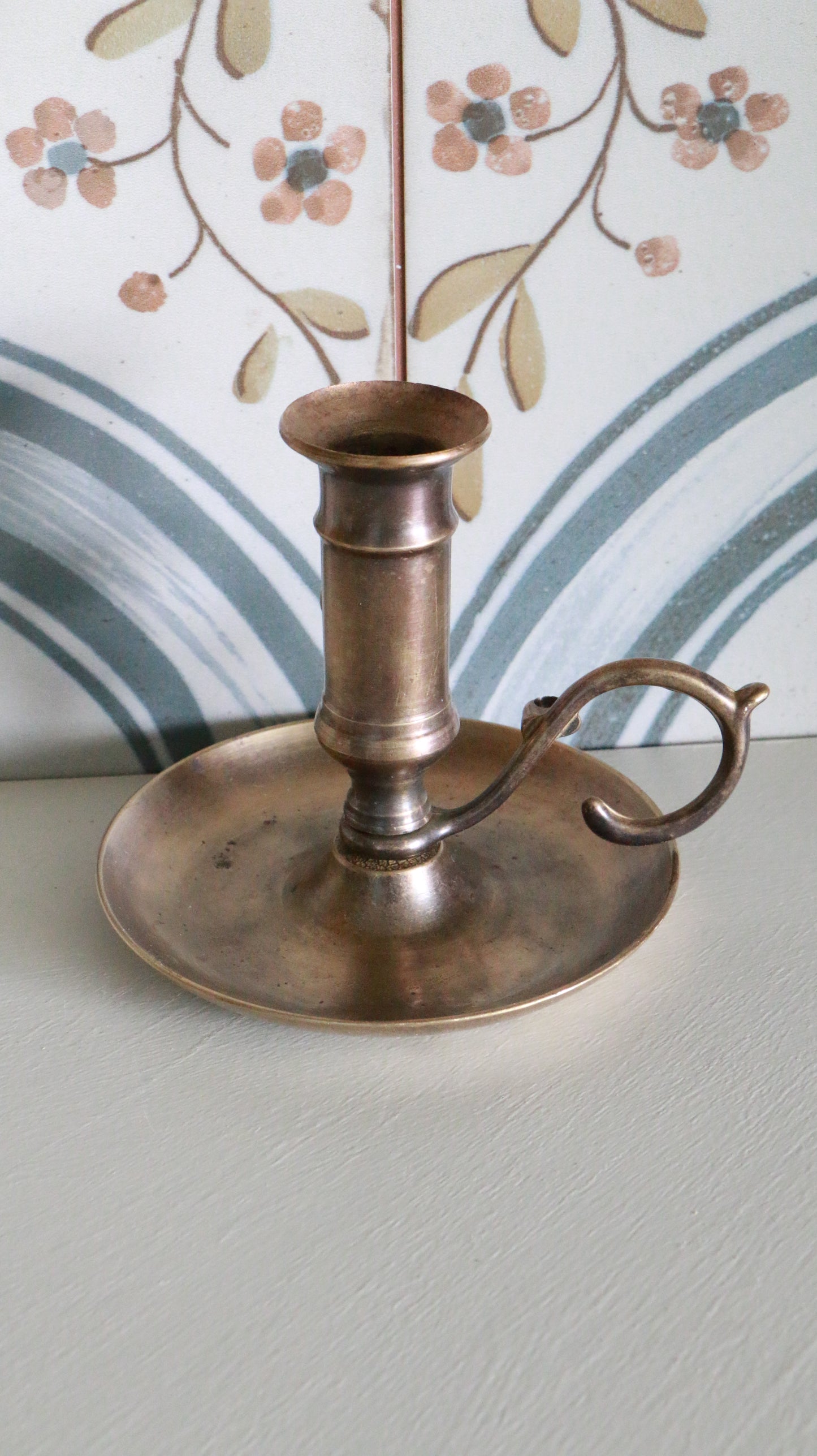 MARRAKESH EDIT - Antique Brass Chamberstick Candle Holder with Handle