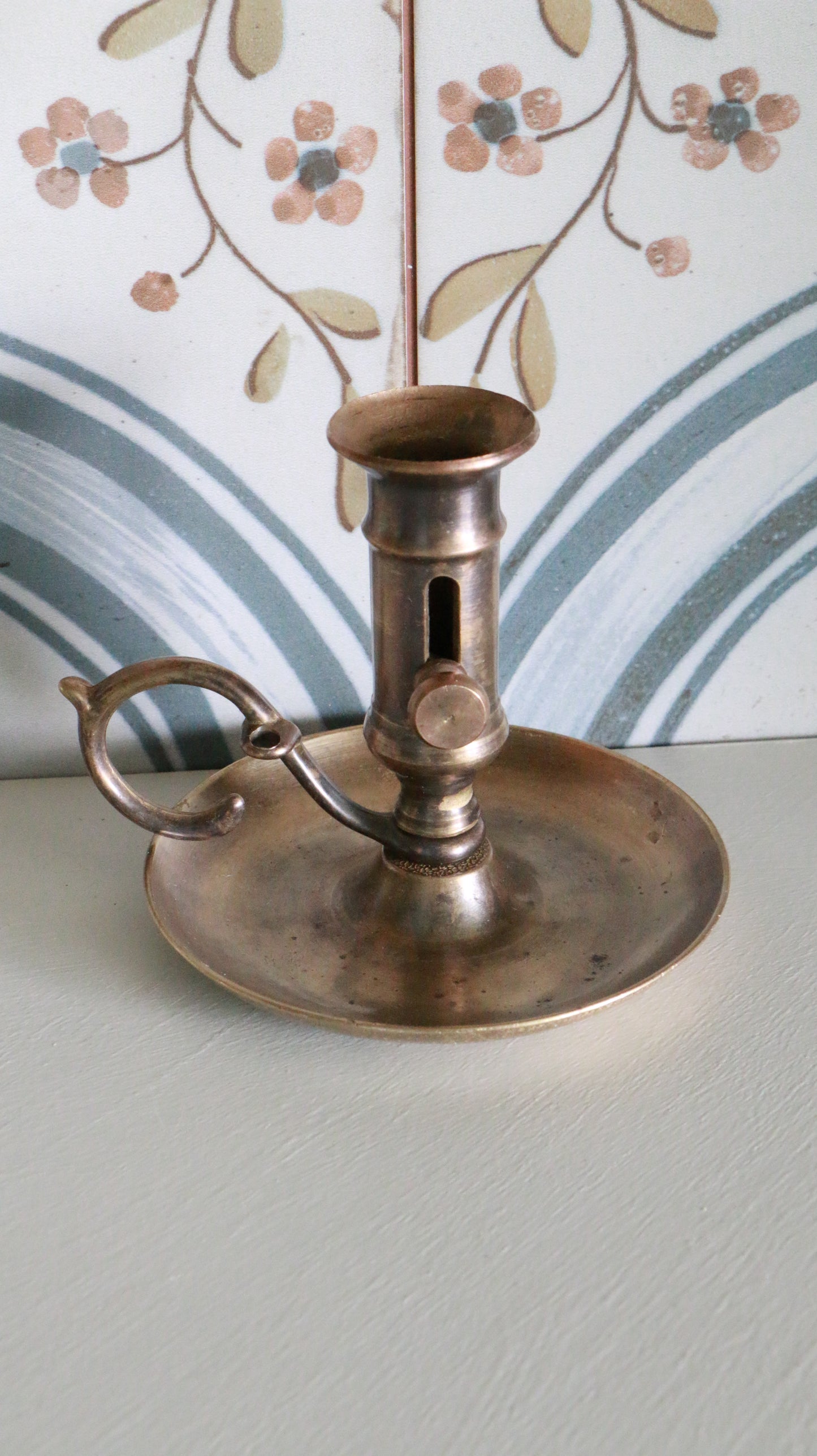 MARRAKESH EDIT - Antique Brass Chamberstick Candle Holder with Handle