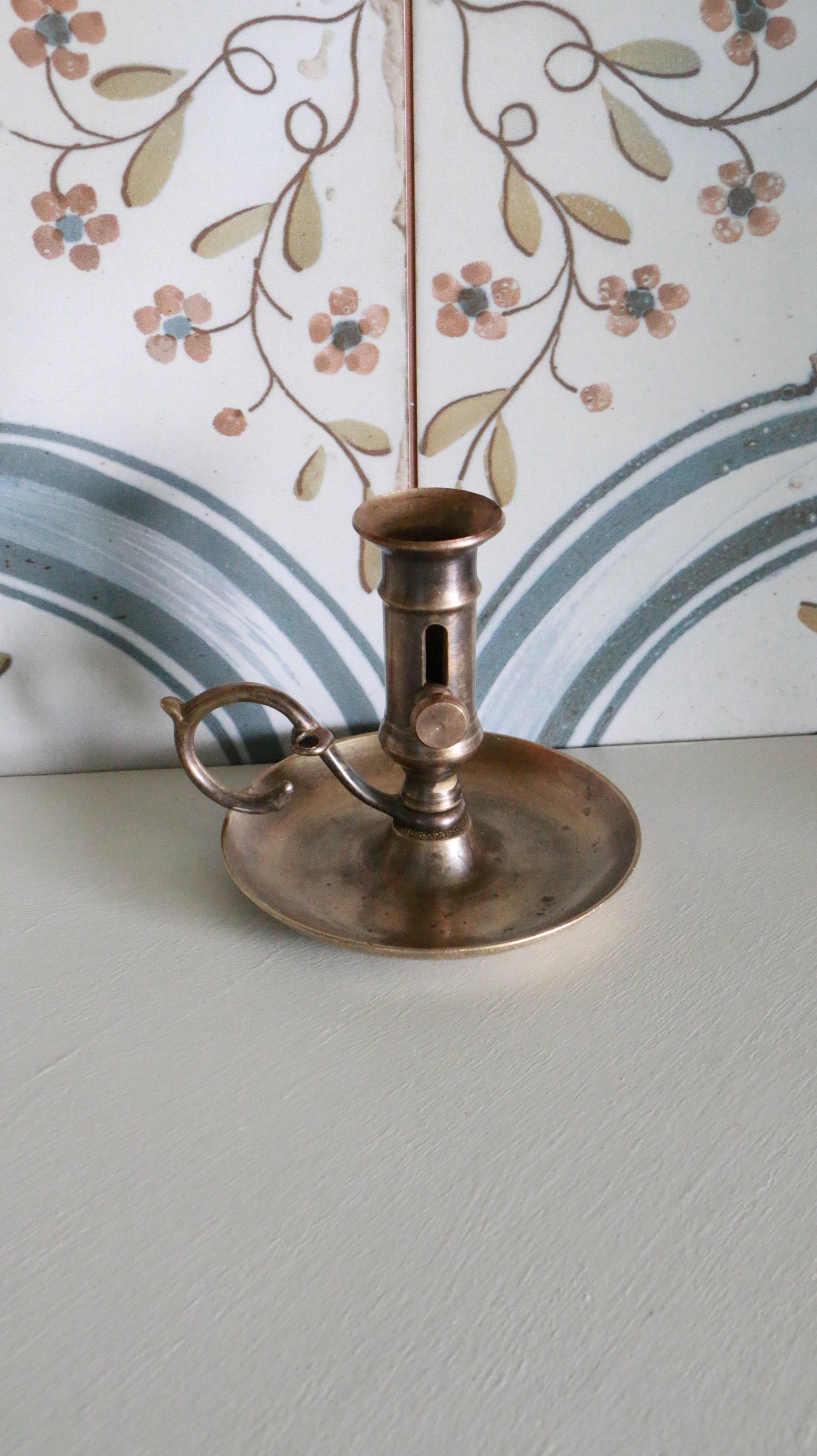 MARRAKESH EDIT - Antique Brass Chamberstick Candle Holder with Handle