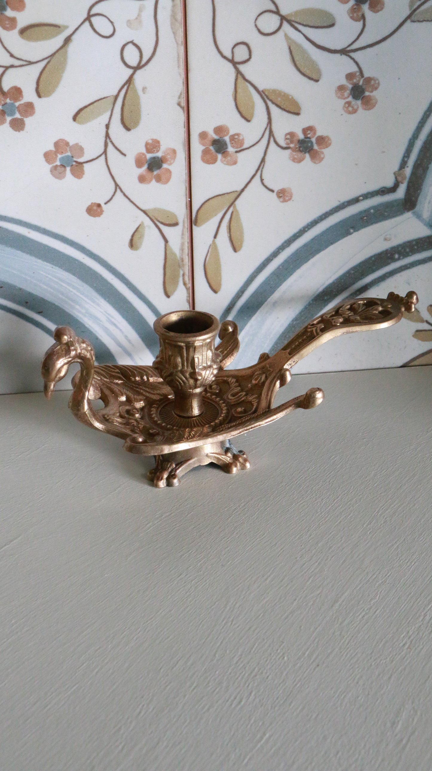 MARRAKESH EDIT - Vintage Brass Peacock Candle Holder