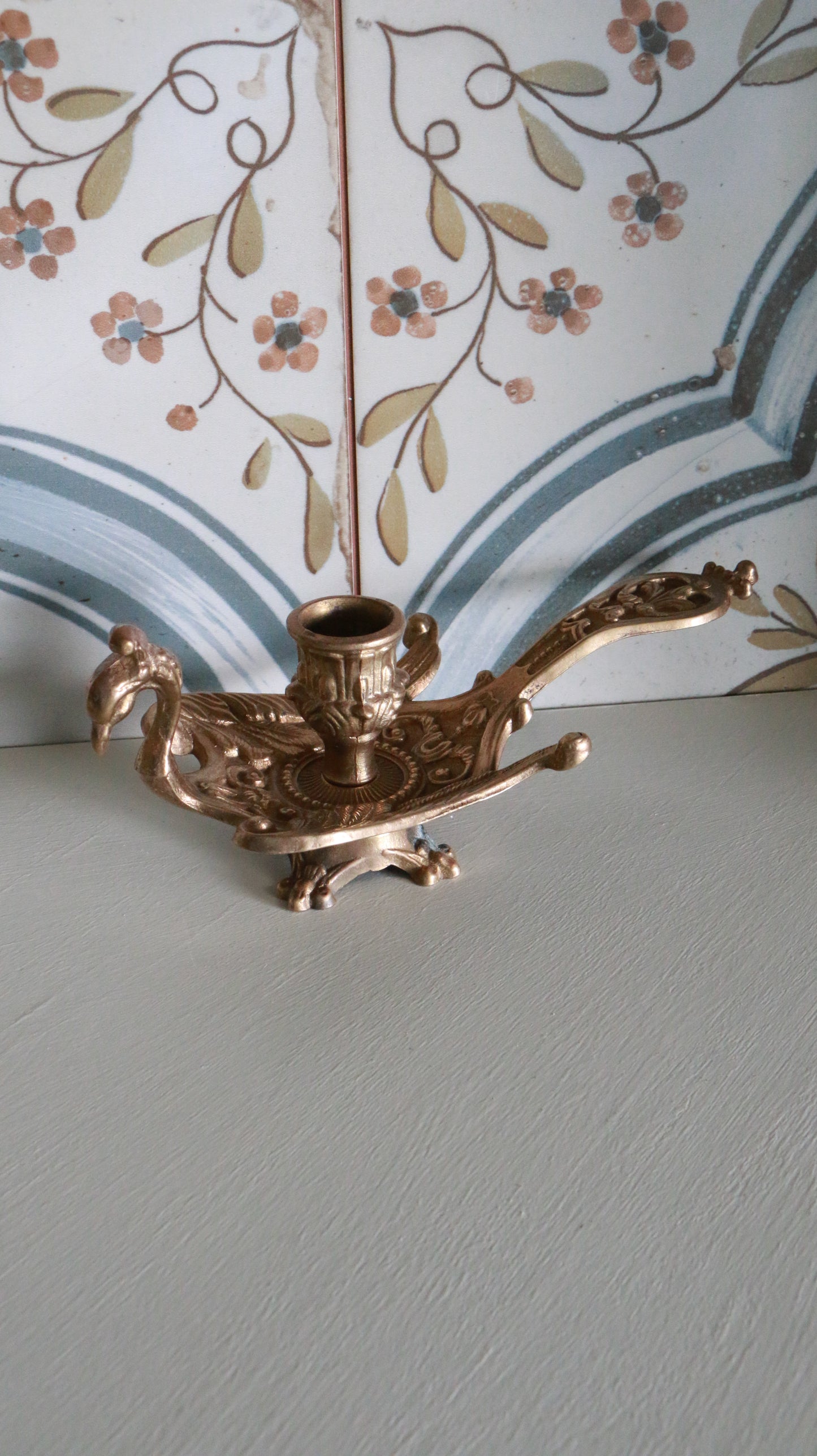 MARRAKESH EDIT - Vintage Brass Peacock Candle Holder