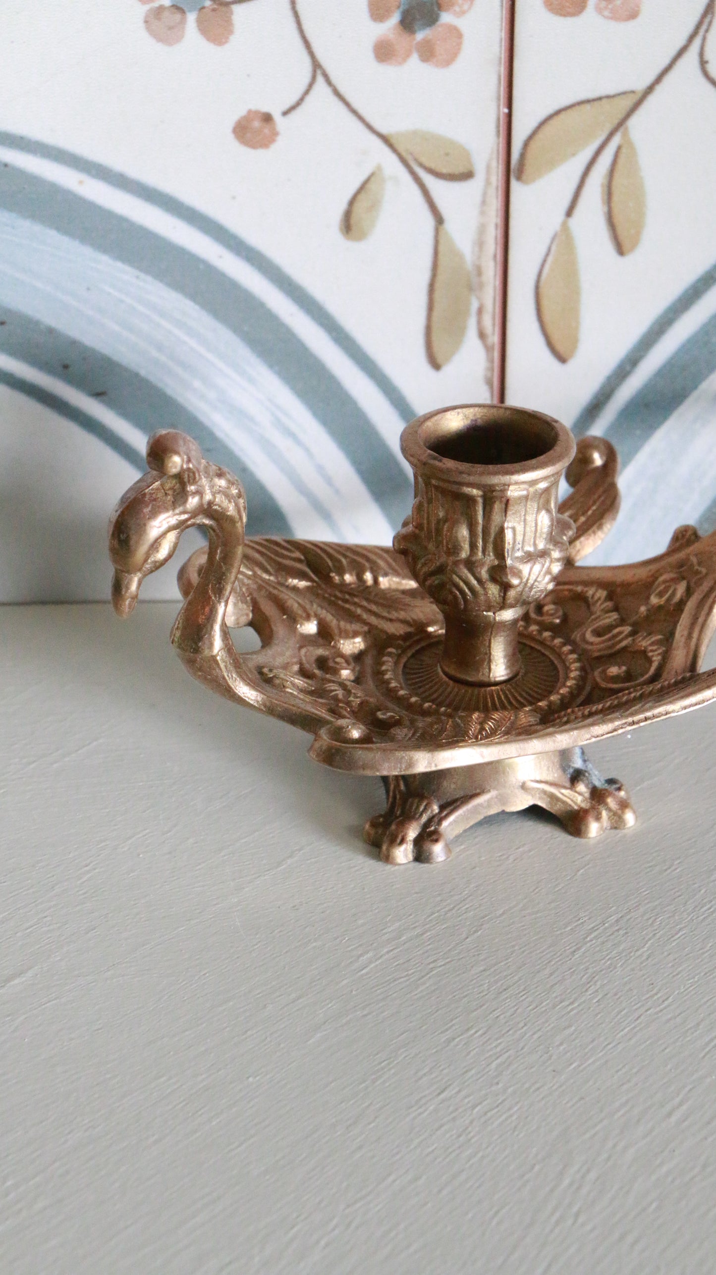 MARRAKESH EDIT - Vintage Brass Peacock Candle Holder