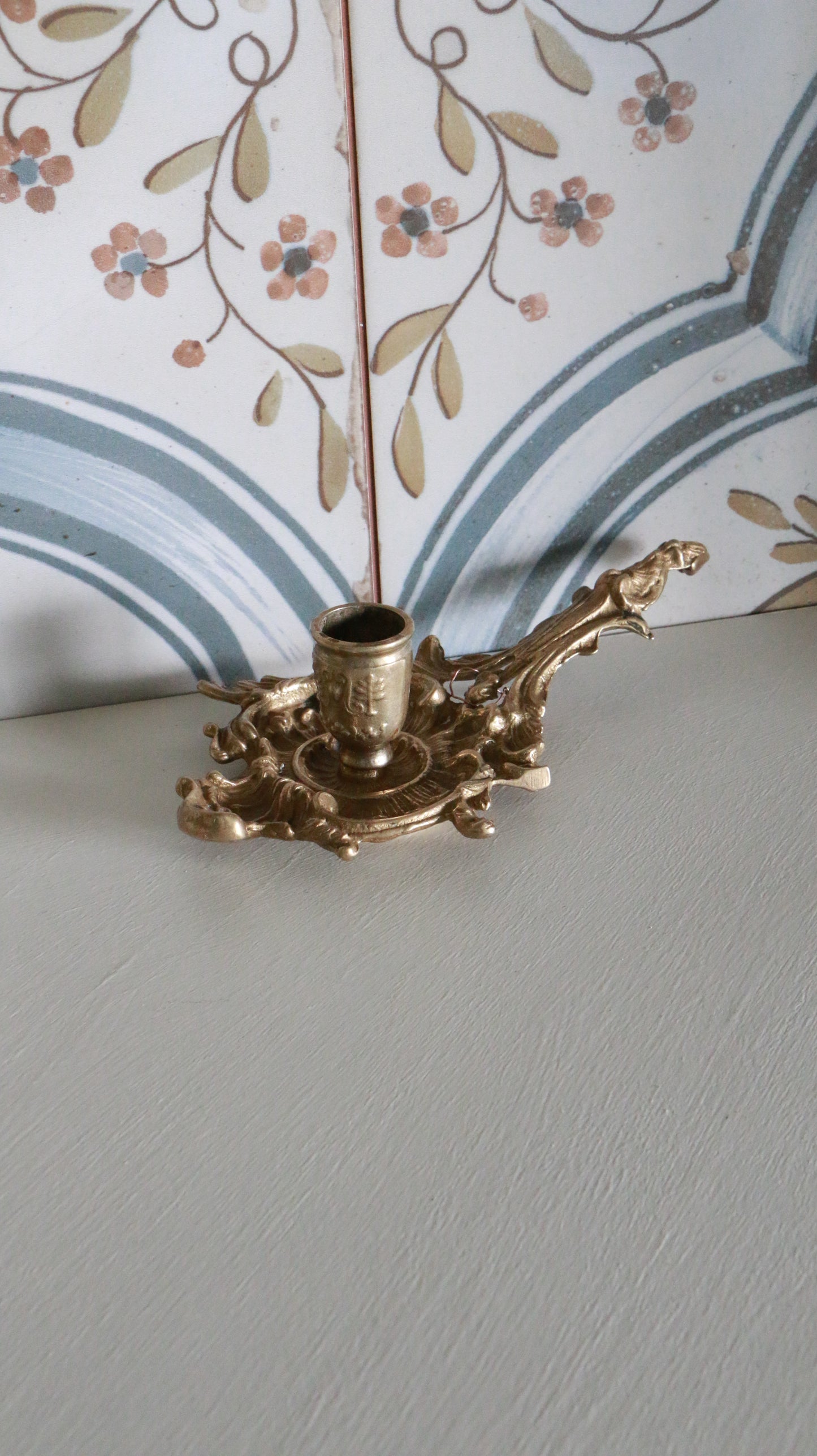 MARRAKESH EDIT - Vintage Baroque-Style Brass Candle Holder with Dragon Motif