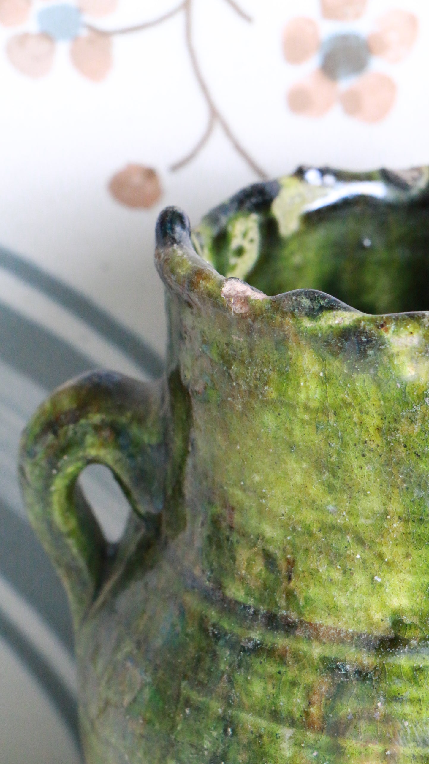 MARRAKESH EDIT - Antique Tamegroute Green Pot with Twin Handles
