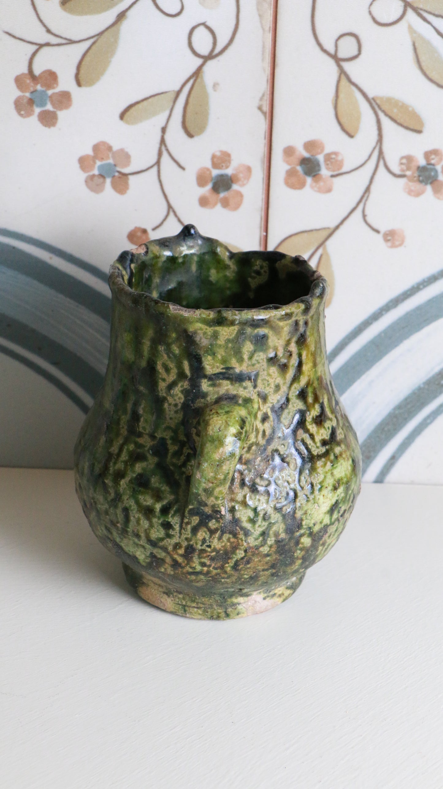 MARRAKESH EDIT - Antique Tamegroute Green Pot with Twin Handles