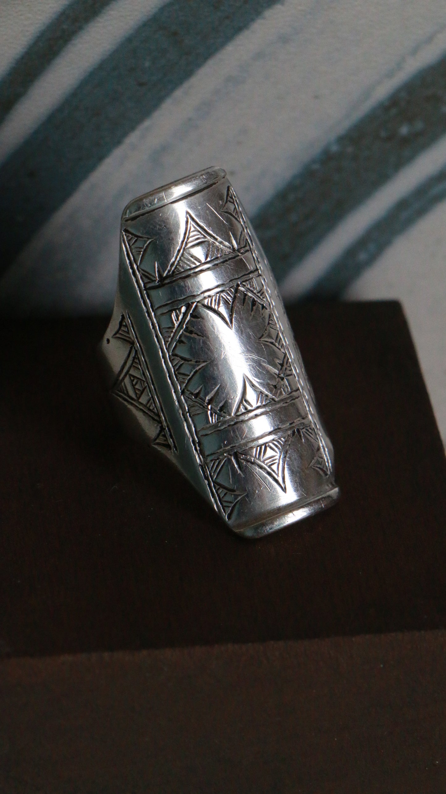 MARRAKESH EDIT - Vintage Moroccan Tuareg Long Engraved Sterling Silver Ring