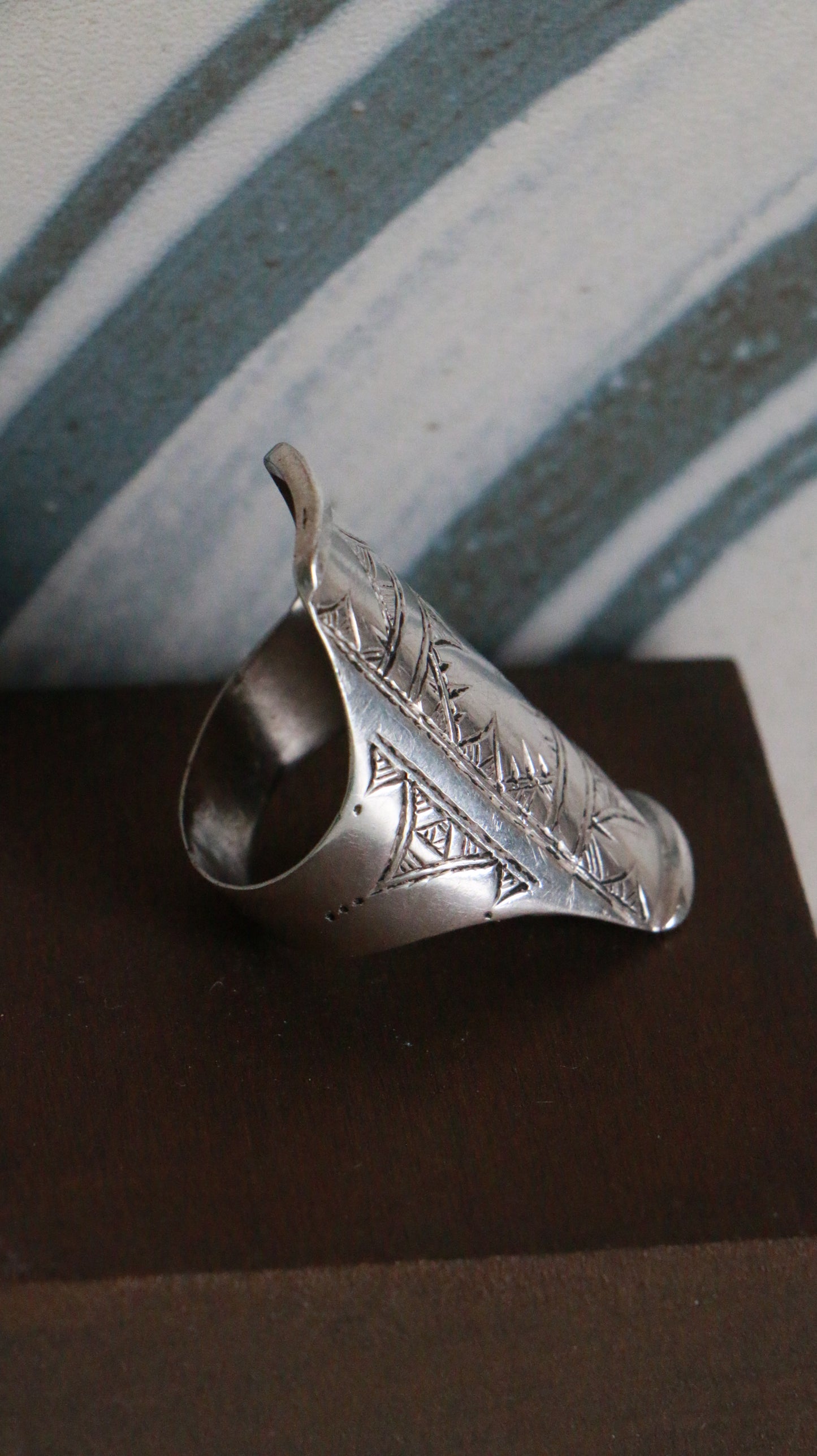 MARRAKESH EDIT - Vintage Moroccan Tuareg Long Engraved Sterling Silver Ring