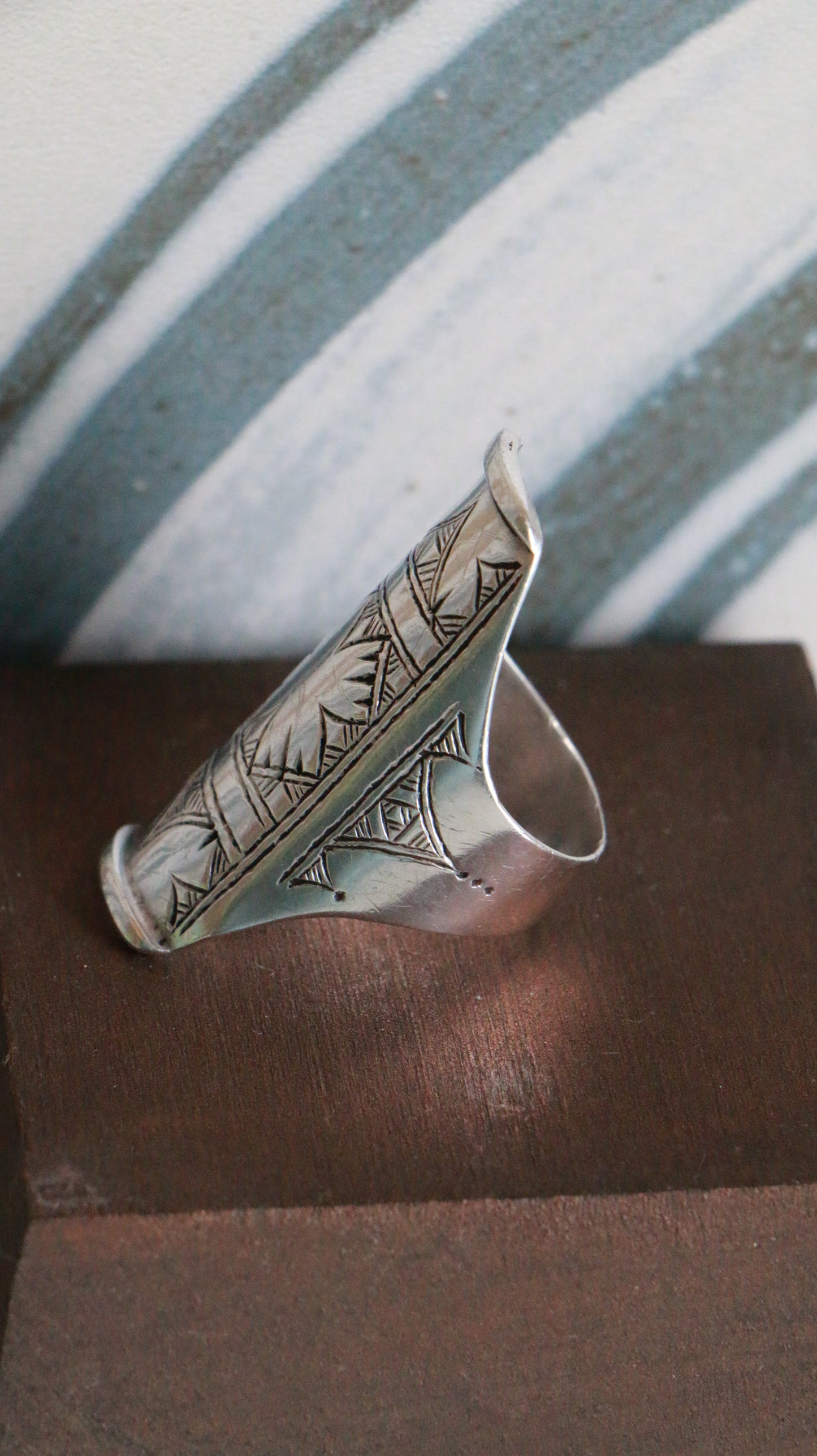 MARRAKESH EDIT - Vintage Moroccan Tuareg Long Engraved Sterling Silver Ring