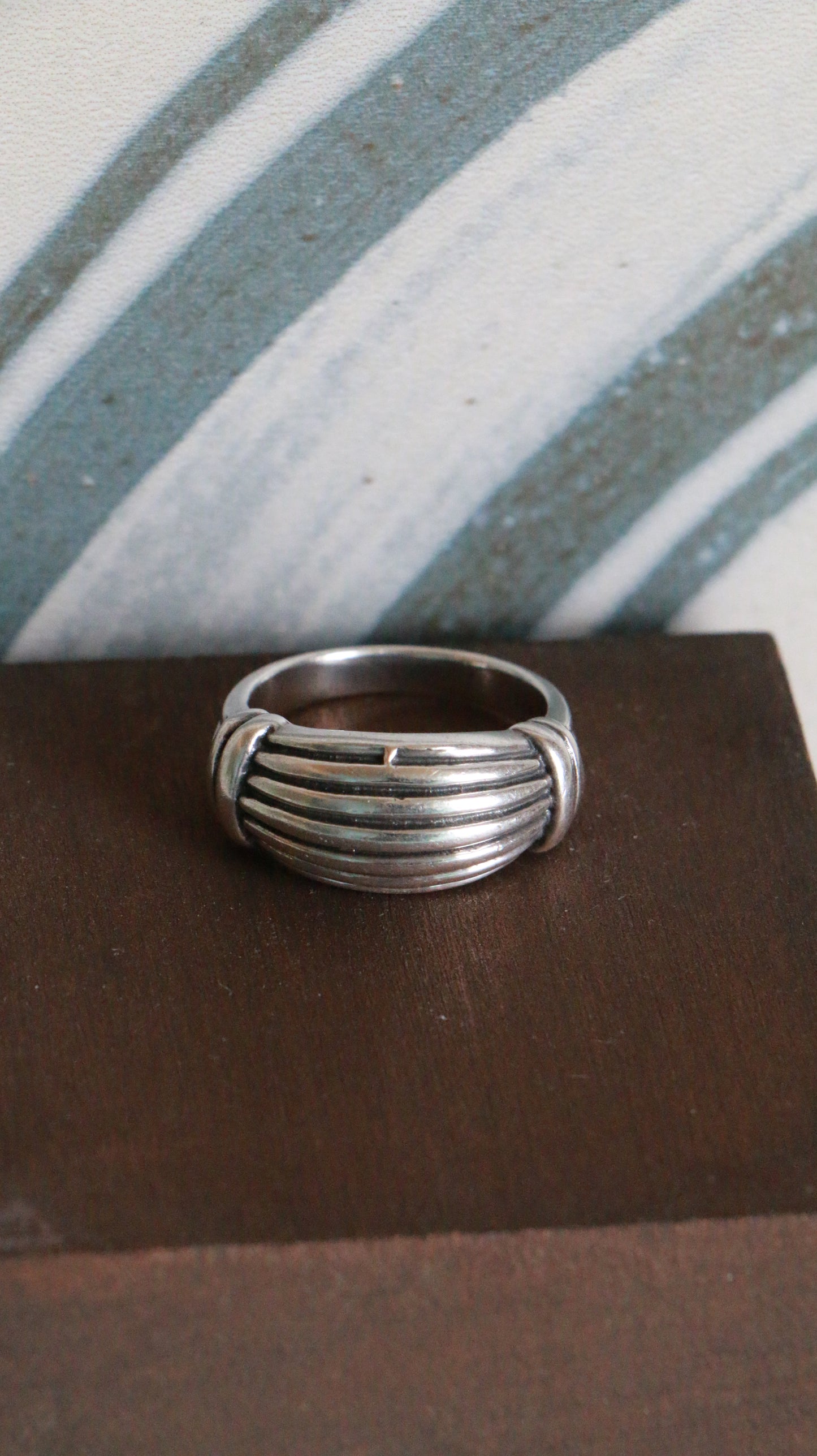 MARRAKESH EDIT - Vintage Sterling Silver Ribbed Dome Ring