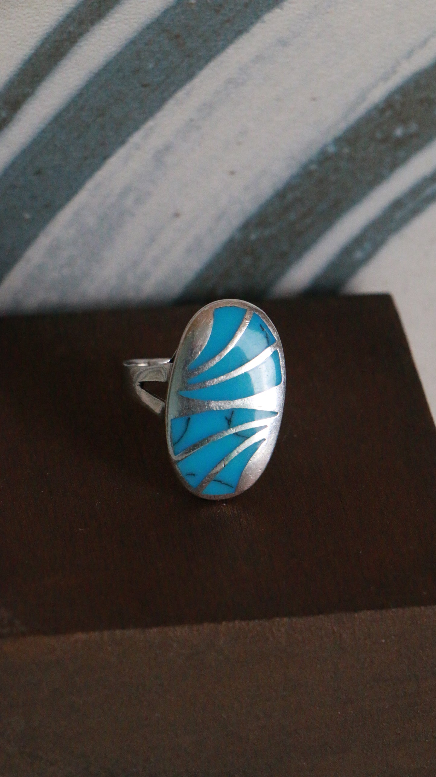 MARRAKESH EDIT - Vintage Sterling Silver Turquoise Inlay Ring
