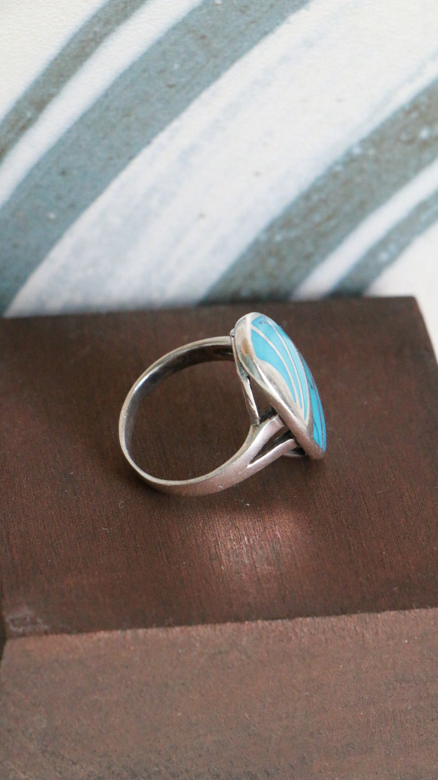 MARRAKESH EDIT - Vintage Sterling Silver Turquoise Inlay Ring