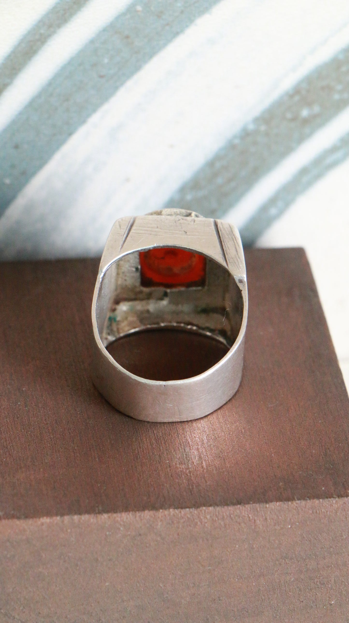MARRAKESH EDIT - Antique Moroccan Berber Silver Ring with Carnelian Stone