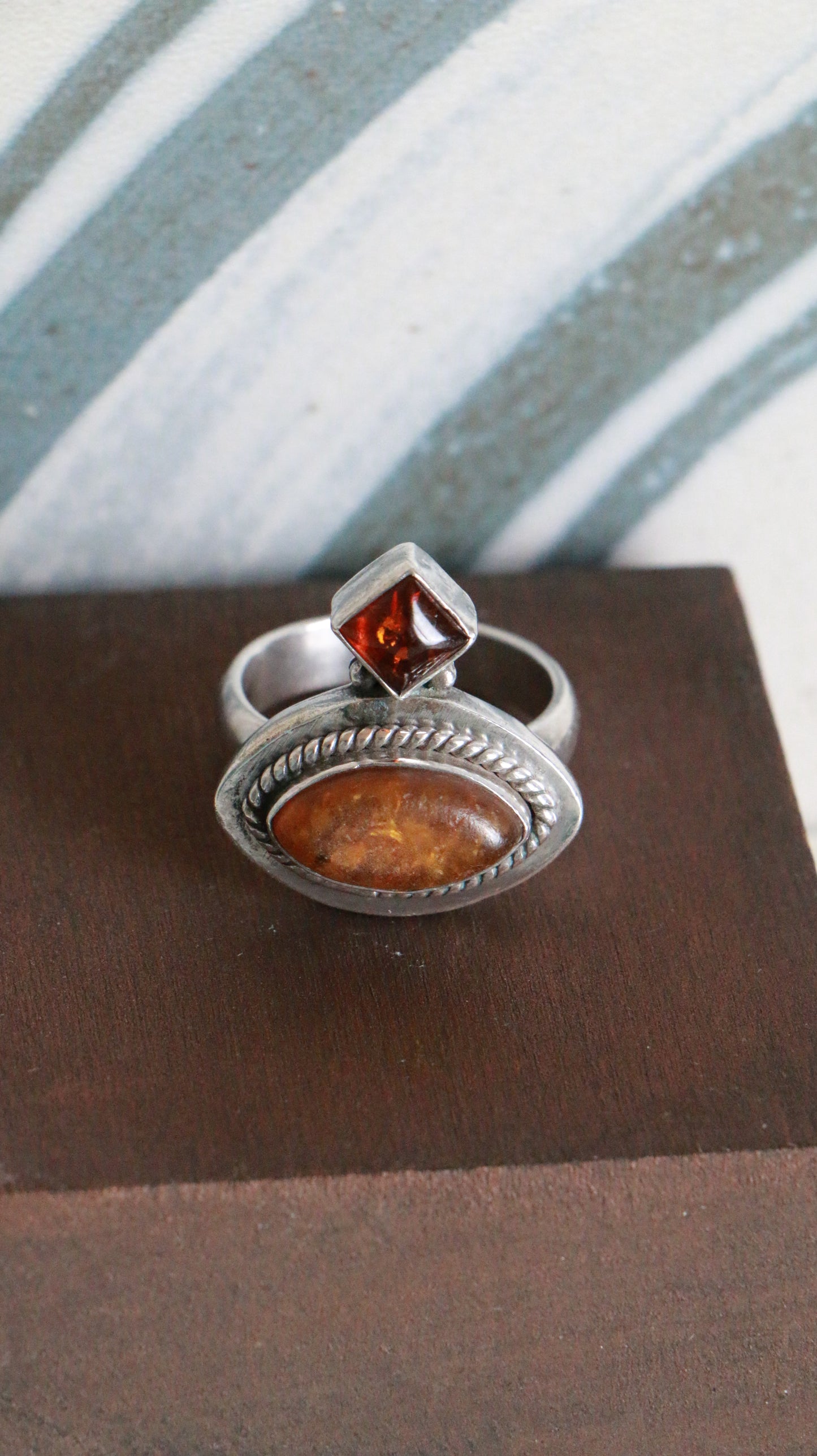 MARRAKESH EDIT - Twin Amber Sterling Silver Ring