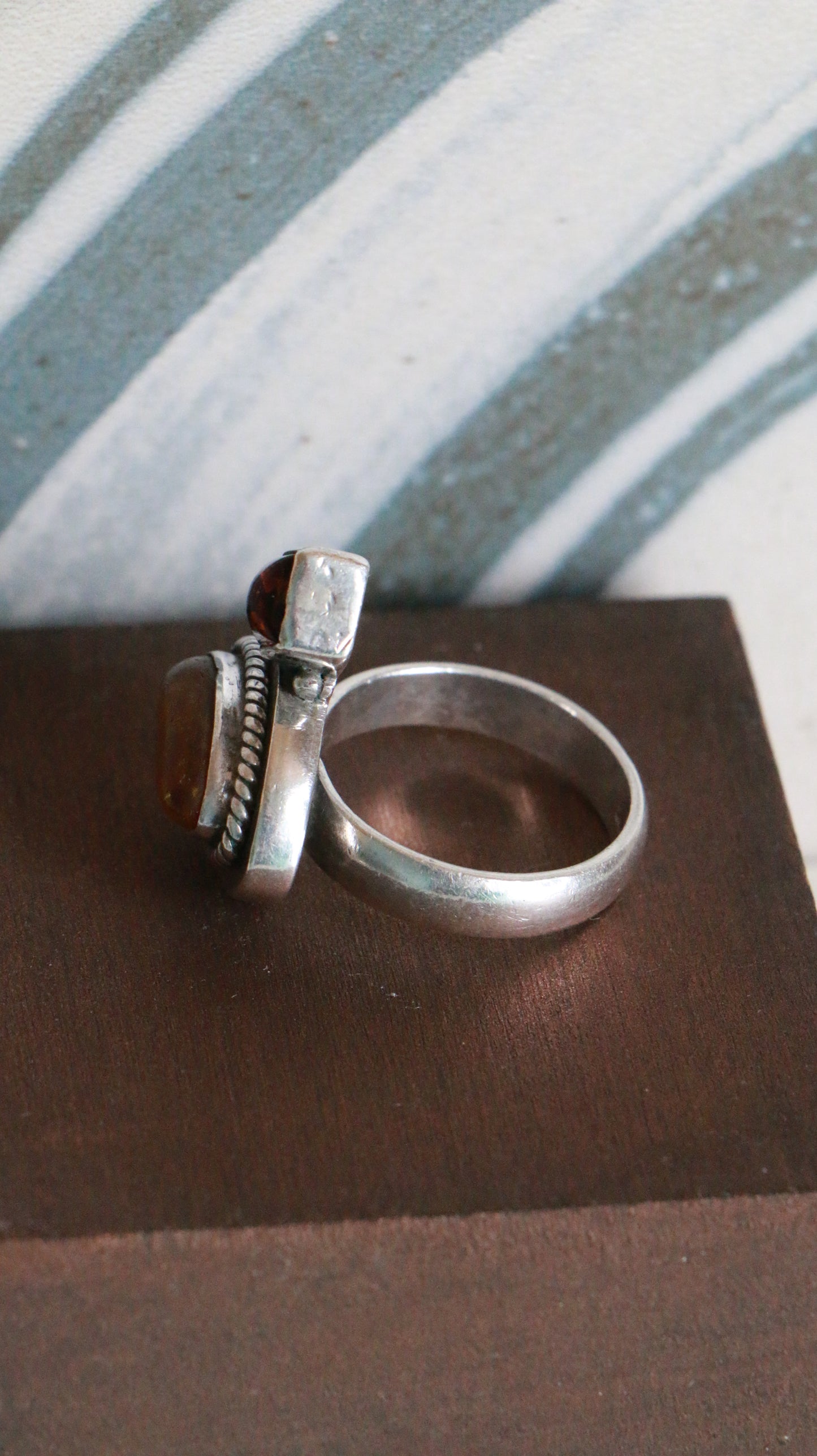 MARRAKESH EDIT - Twin Amber Sterling Silver Ring