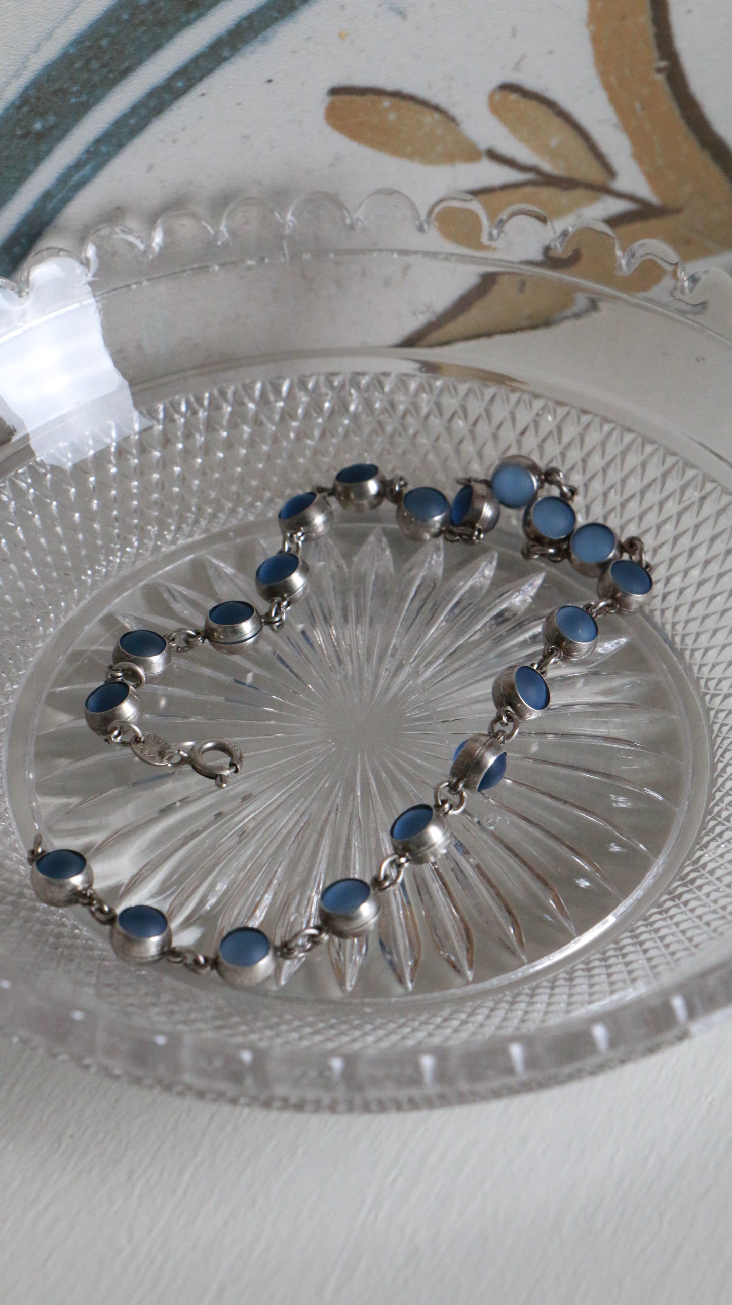 MARRAKESH EDIT - Vintage Sterling Silver Blue Opalite Anklet