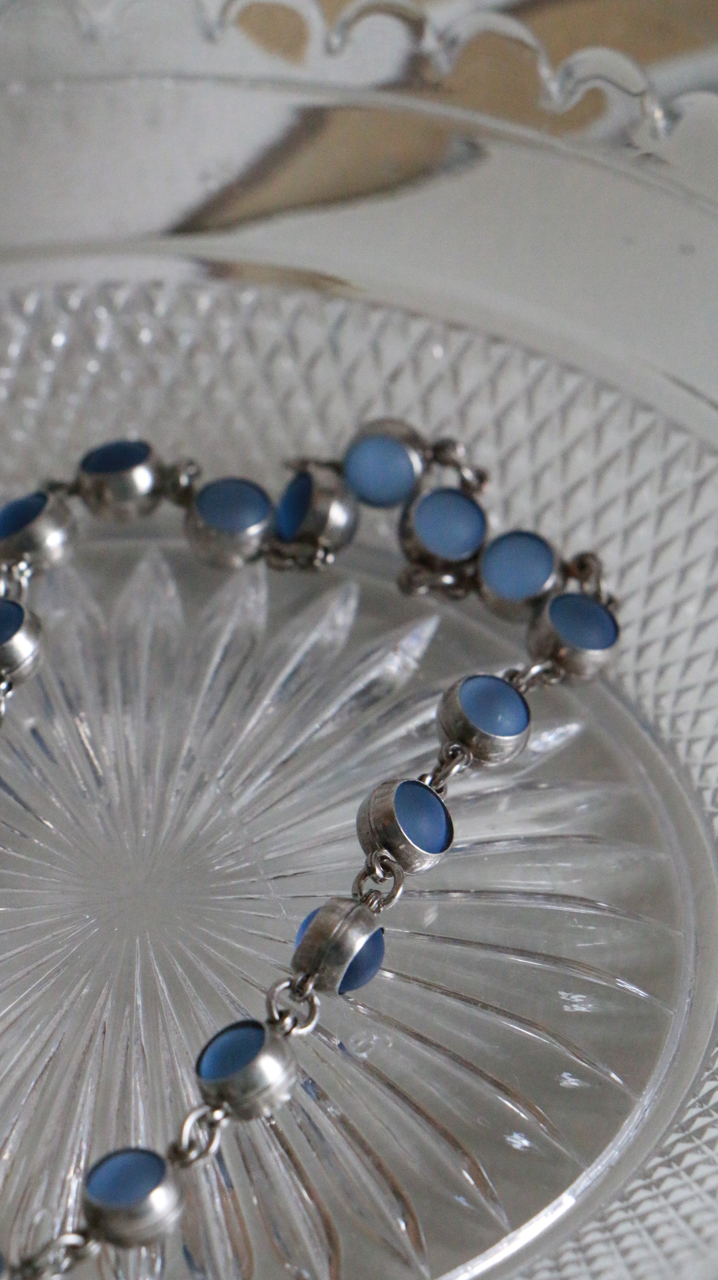 MARRAKESH EDIT - Vintage Sterling Silver Blue Opalite Anklet