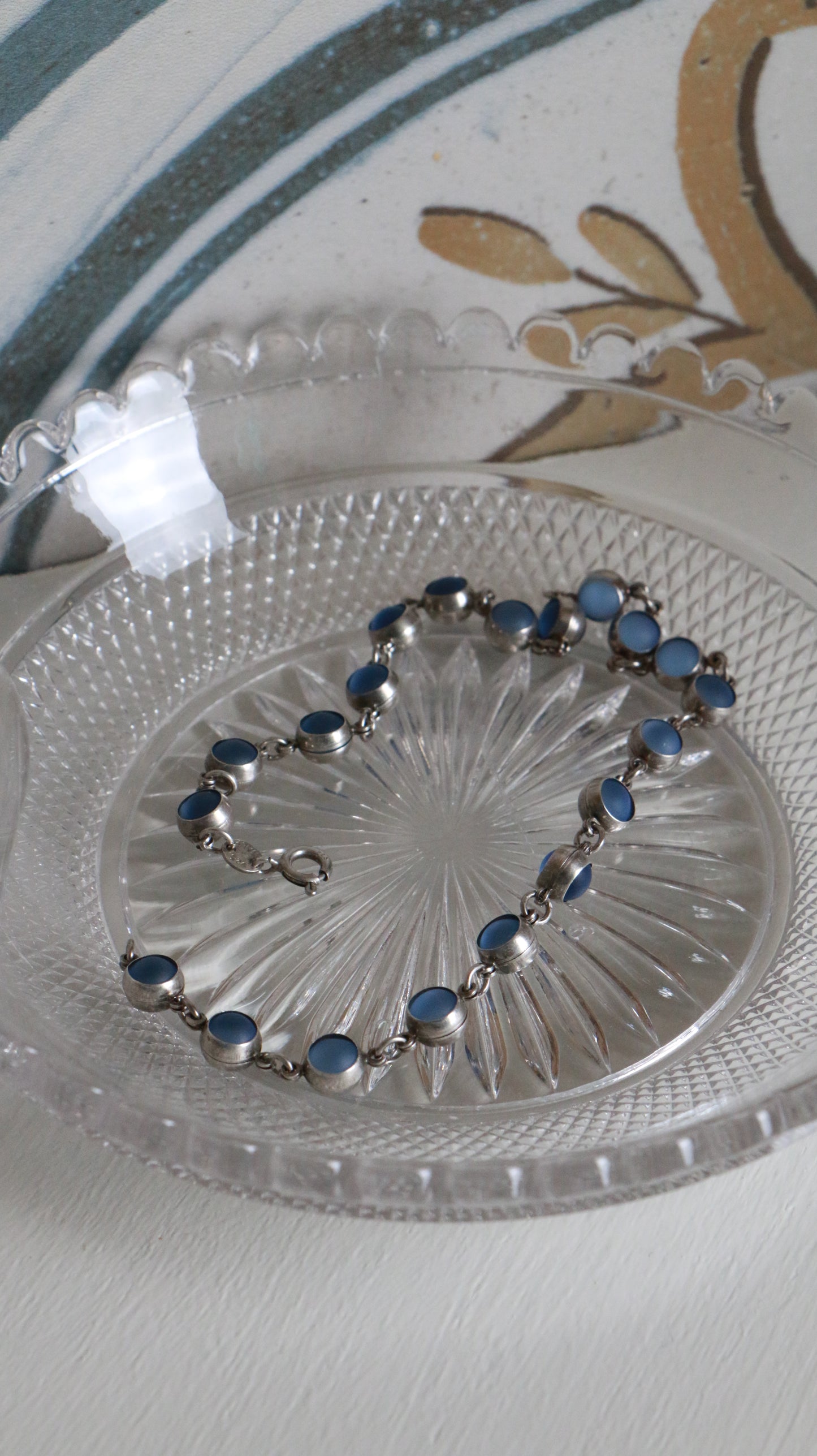 MARRAKESH EDIT - Vintage Sterling Silver Blue Opalite Anklet
