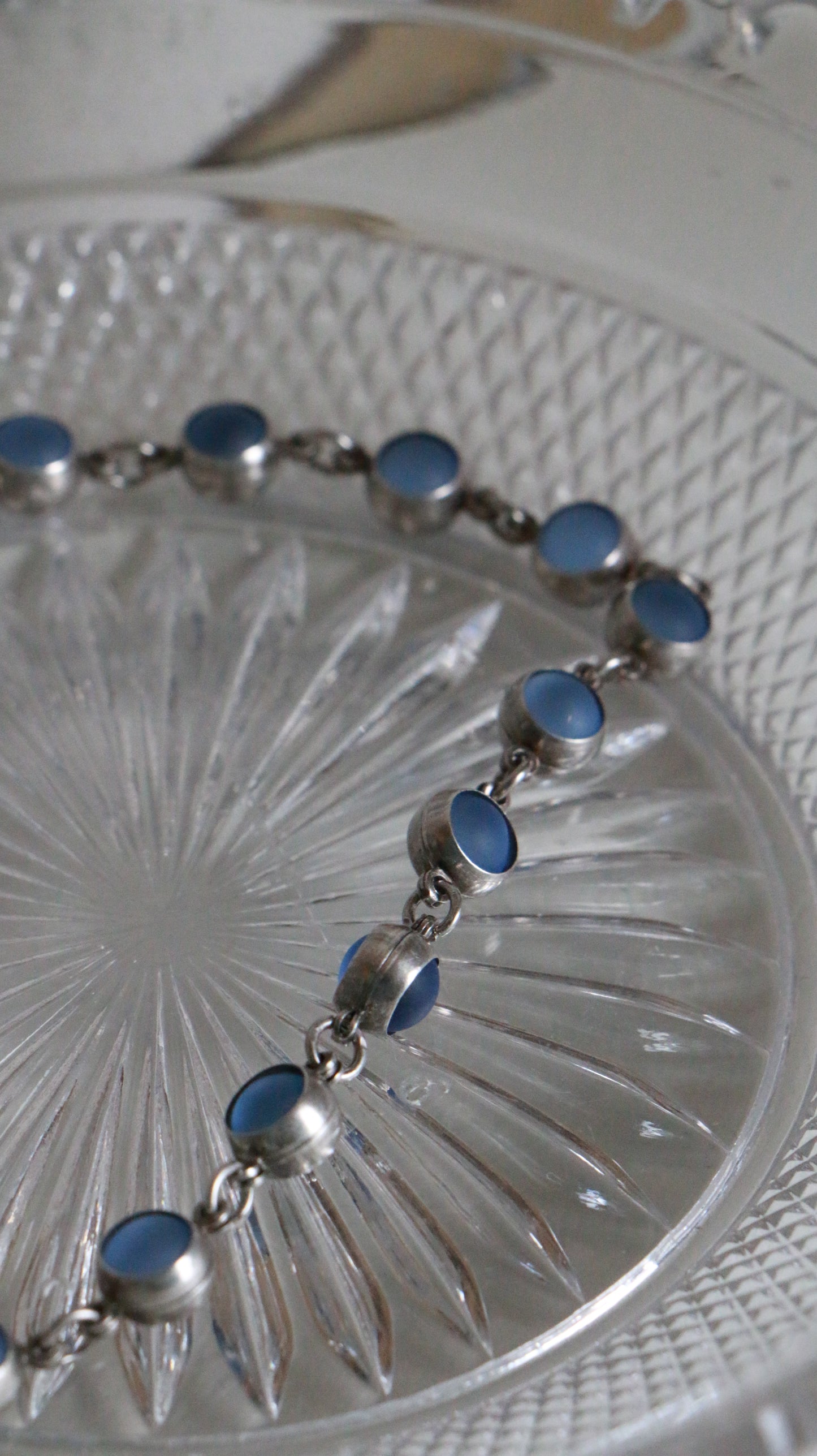 MARRAKESH EDIT - Vintage Sterling Silver Blue Opalite Anklet