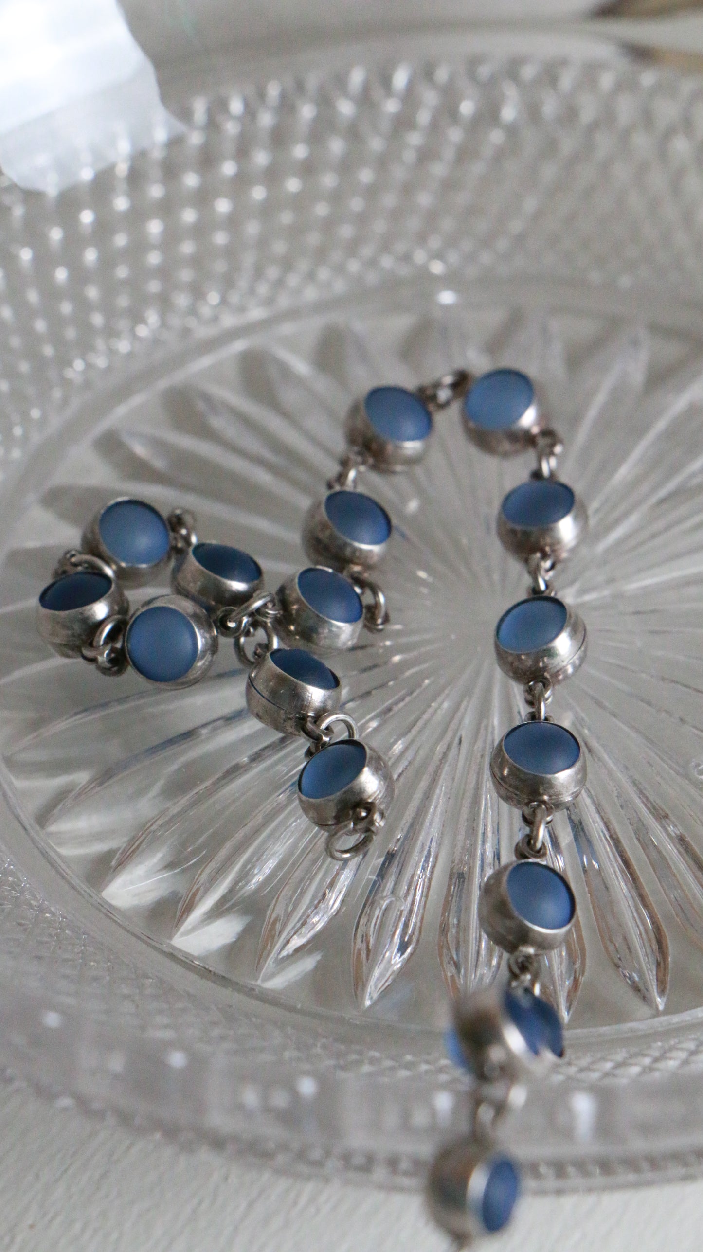 MARRAKESH EDIT - Vintage Sterling Silver Blue Opalite Anklet