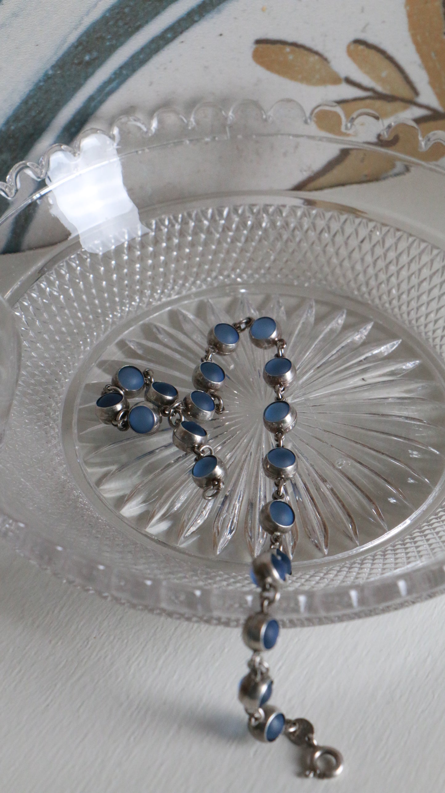 MARRAKESH EDIT - Vintage Sterling Silver Blue Opalite Anklet