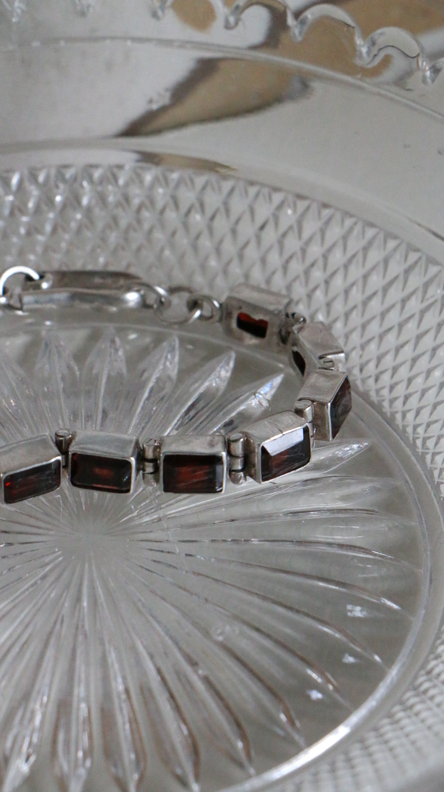 MARRAKESH EDIT - Vintage Sterling Silver Garnet Tennis Bracelet