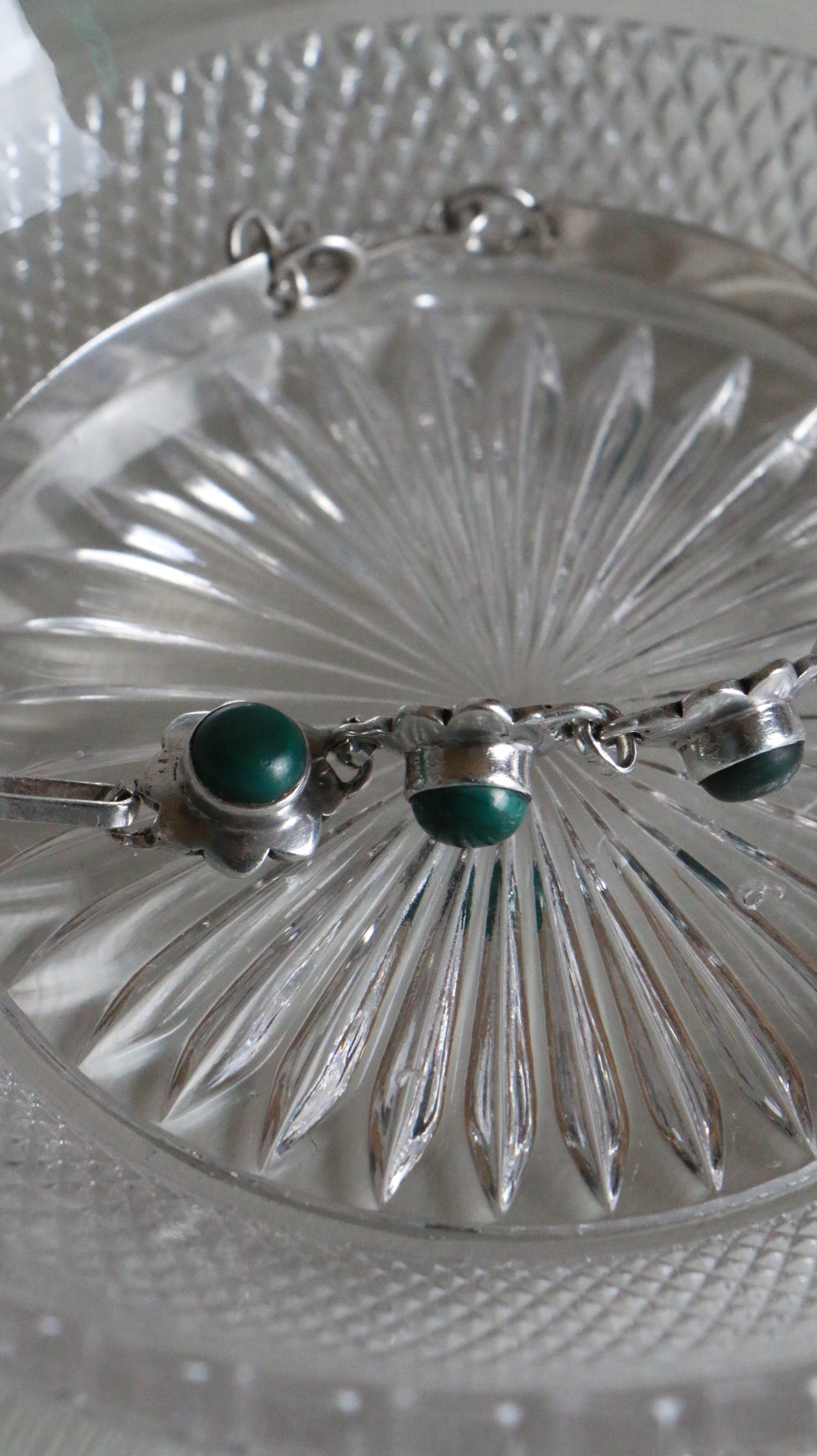 MARRAKESH EDIT - Vintage Sterling Silver Malachite Cabochon Bracelet