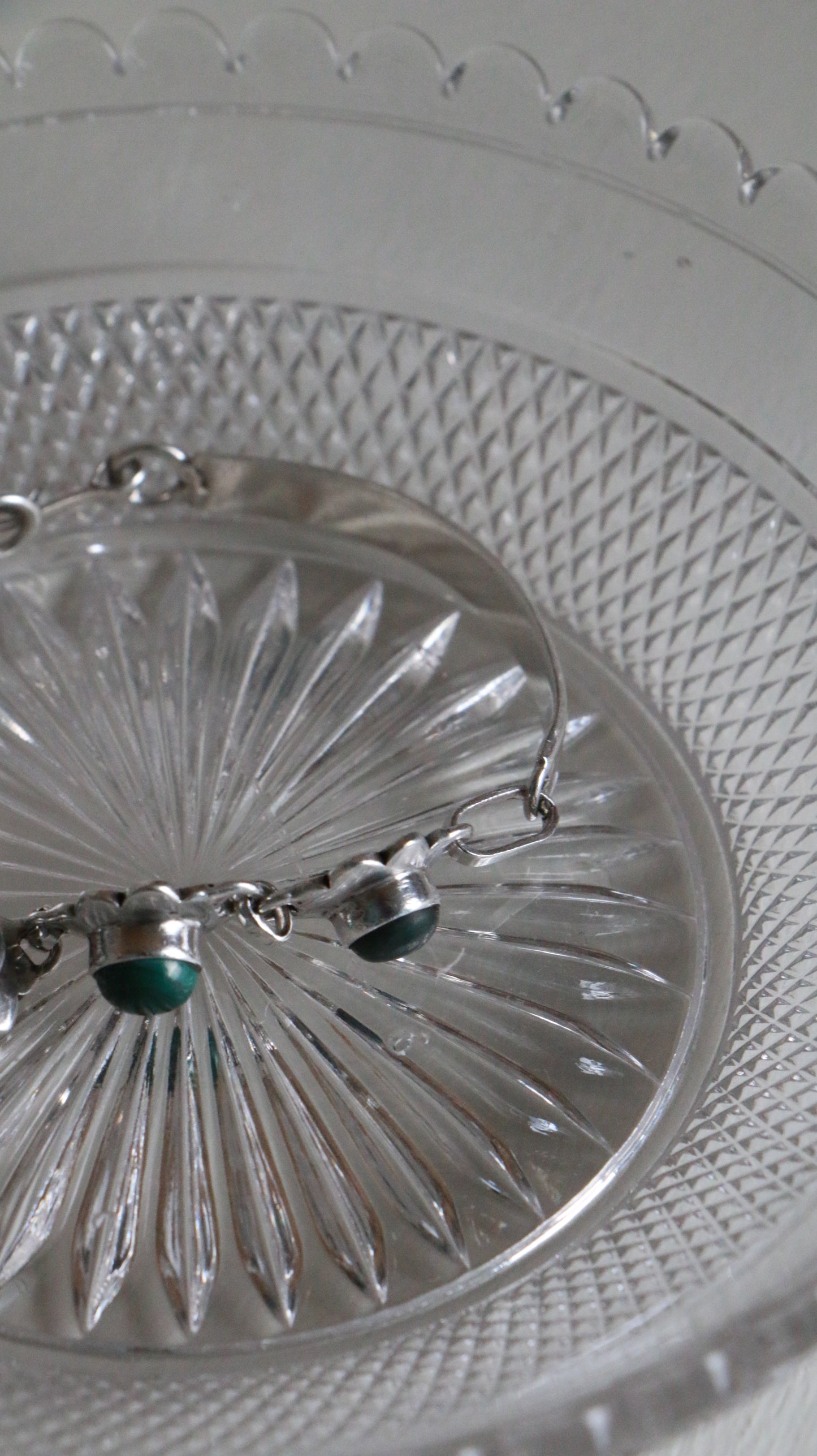 MARRAKESH EDIT - Vintage Sterling Silver Malachite Cabochon Bracelet