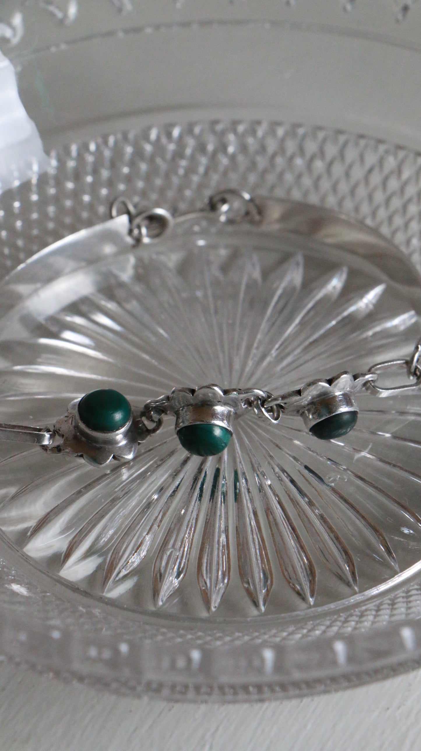 MARRAKESH EDIT - Vintage Sterling Silver Malachite Cabochon Bracelet