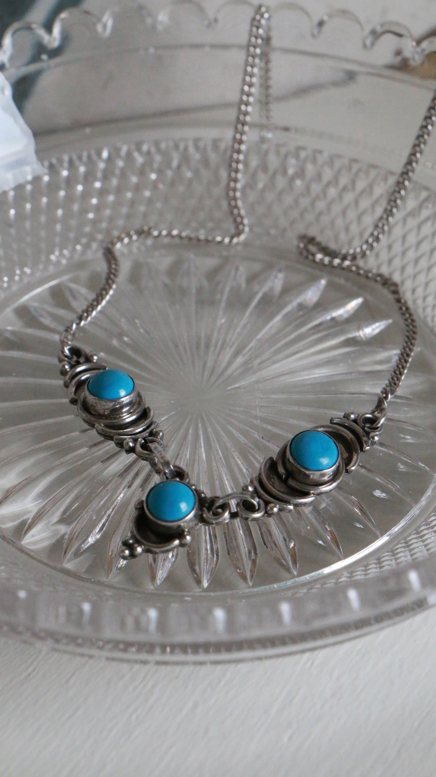 MARRAKESH EDIT - Vintage Sterling Silver Necklace with Turquoise Cabochons