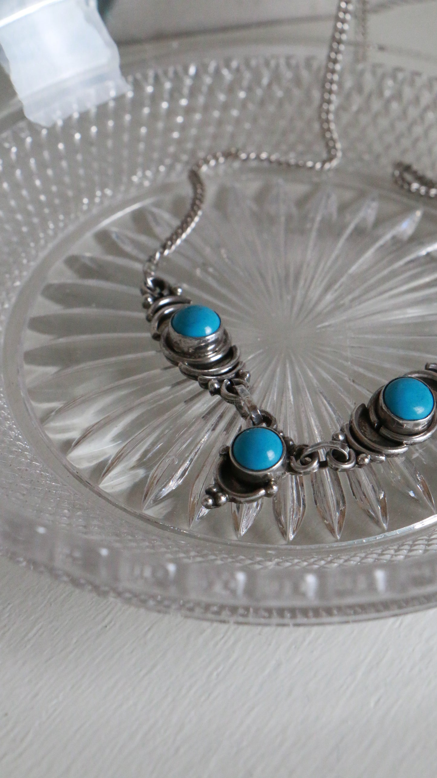 MARRAKESH EDIT - Vintage Sterling Silver Necklace with Turquoise Cabochons