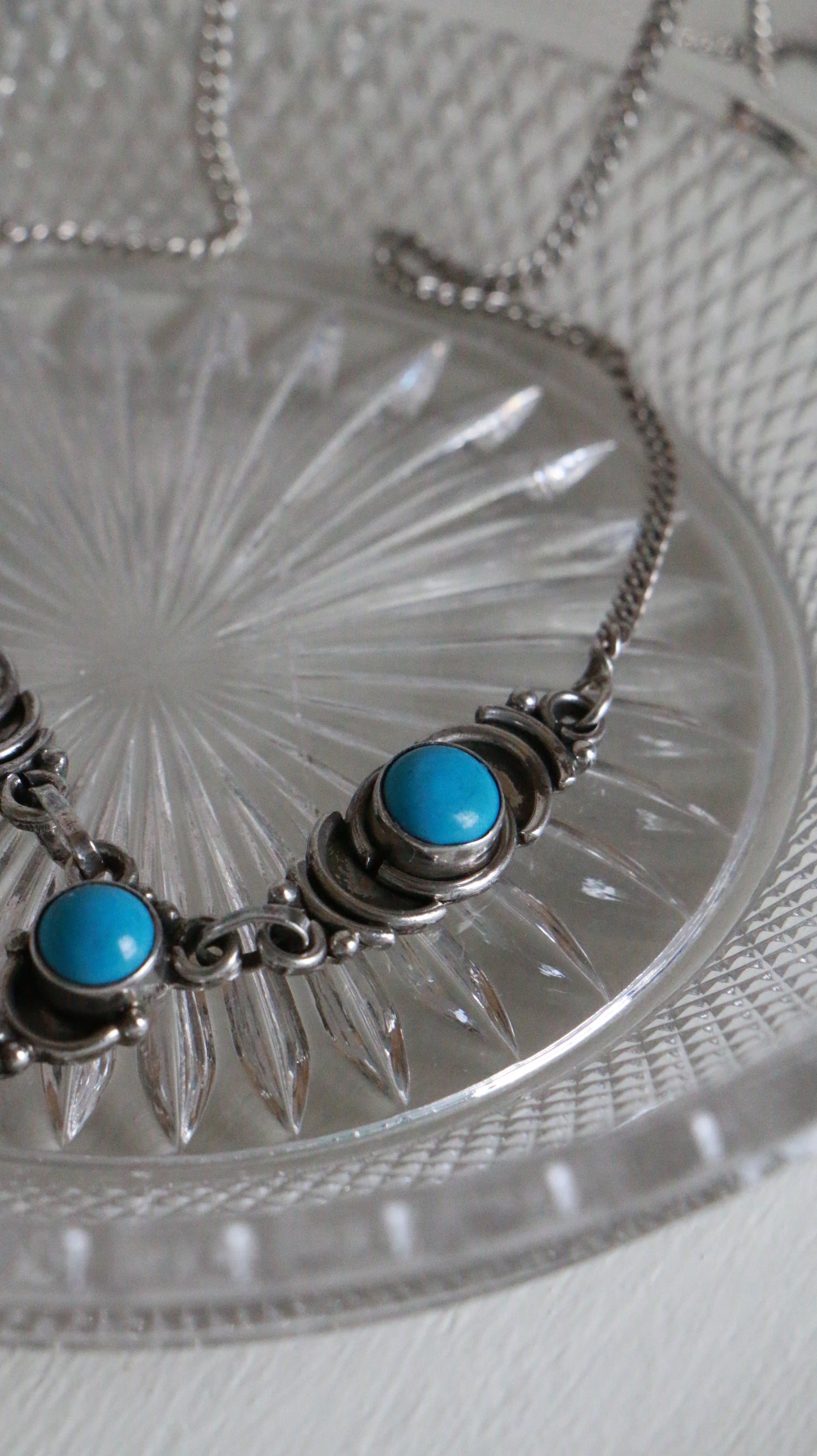 MARRAKESH EDIT - Vintage Sterling Silver Necklace with Turquoise Cabochons