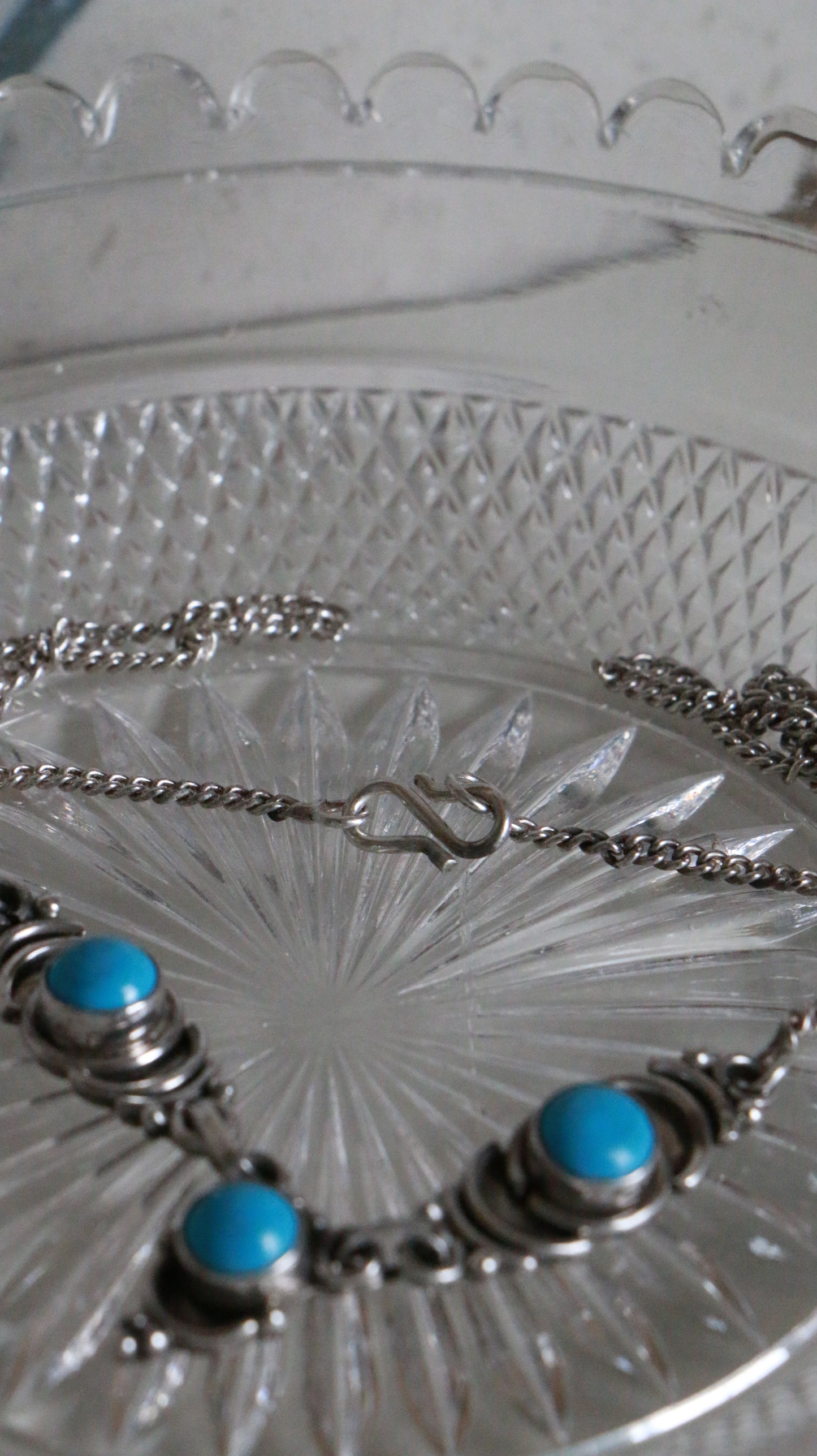 MARRAKESH EDIT - Vintage Sterling Silver Necklace with Turquoise Cabochons