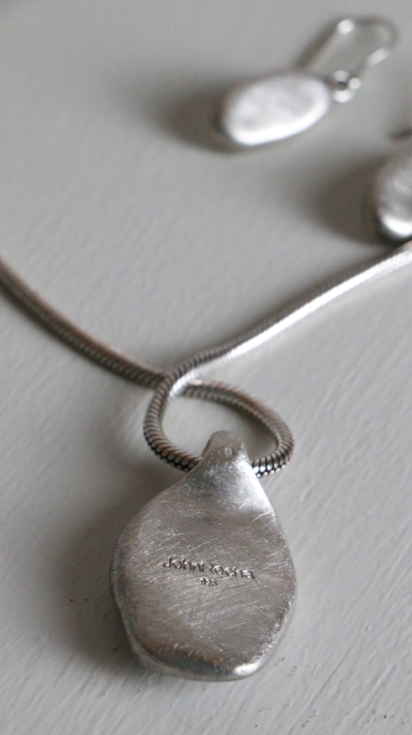 Vintage John Rocha Brushed Sterling Silver Pendant & Earring Set