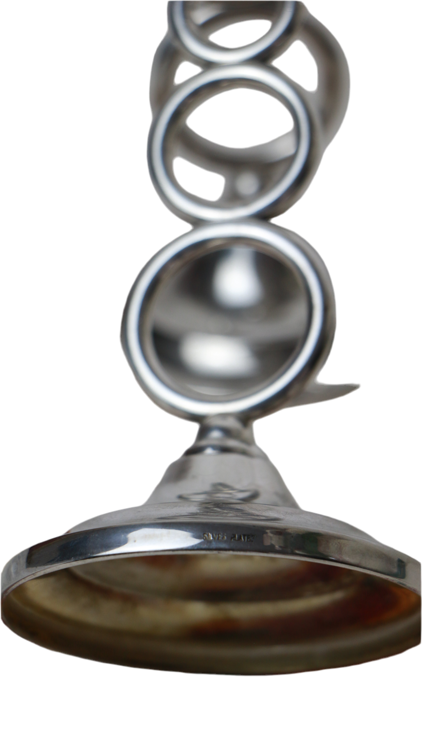 Pair of Mid Century IANTHE Signed Silver Candle Holders with Hoop Design