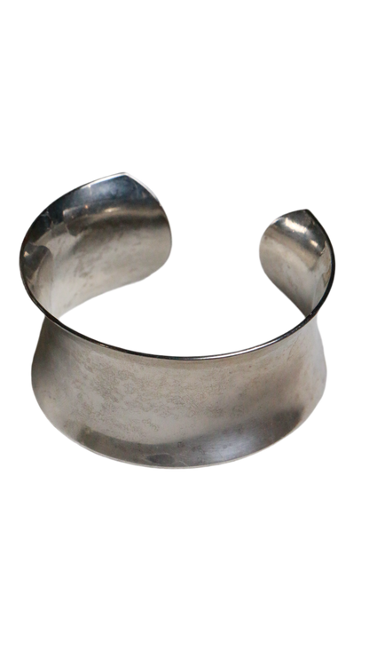 Vintage 925 Sterling Silver Modernist Twist Cuff Bangle