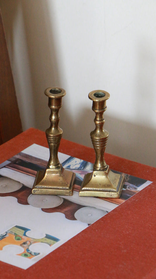 Pair of Miniature Vintage Brass Candlesticks