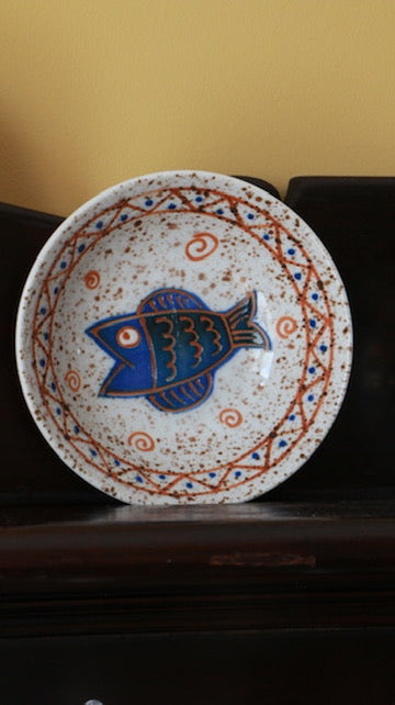 Japanese Hand-Painted Utsuwas Fish Ceramic Rice Bowl