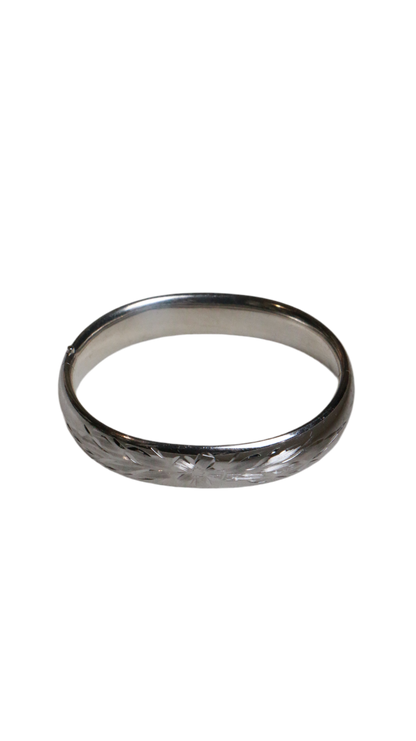 Vintage Sterling Silver Engraved Floral Bangle