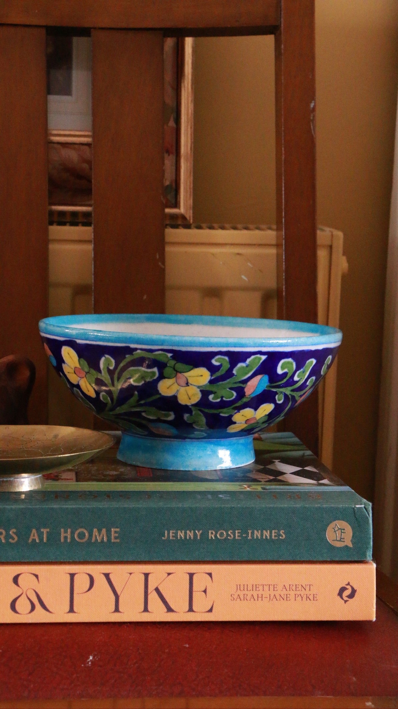 Vintage Indian Hand-Painted Ceramic Bowl