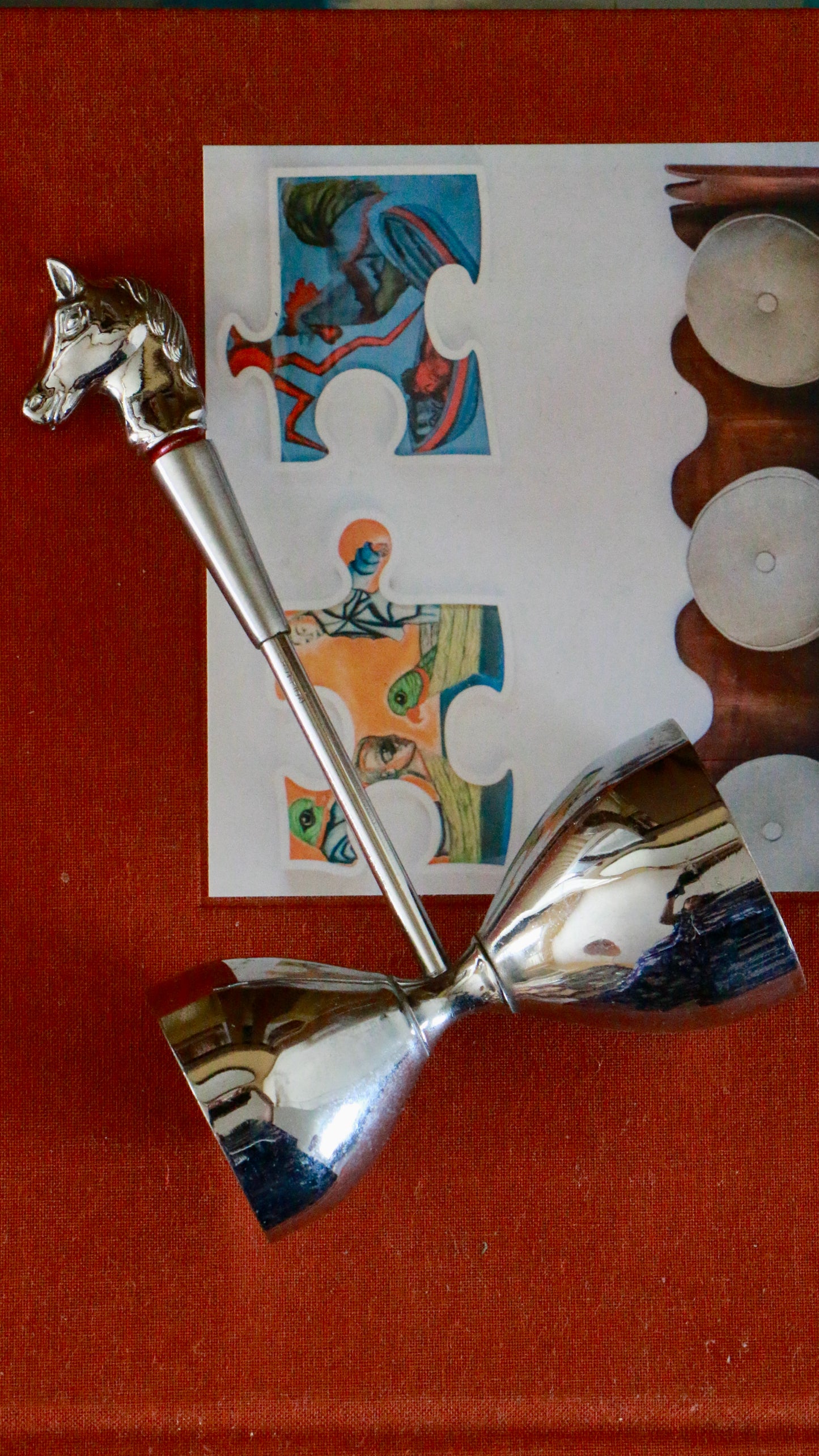 Vintage Silver Plated Double Jigger with Horse Head Handle
